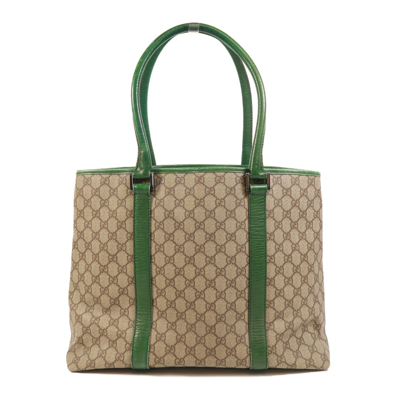 GUCCI 塗層帆布Tote Bag銀扣肩背袋