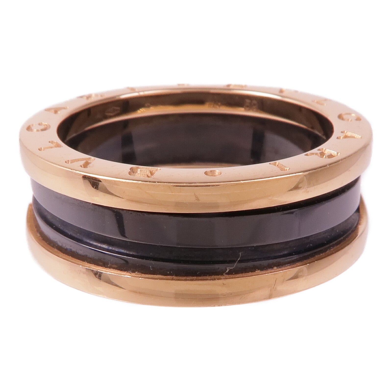 BVLGARI 18K玫瑰金/陶瓷B-zero1 Ring戒指Bvlgari#59/US#8.25