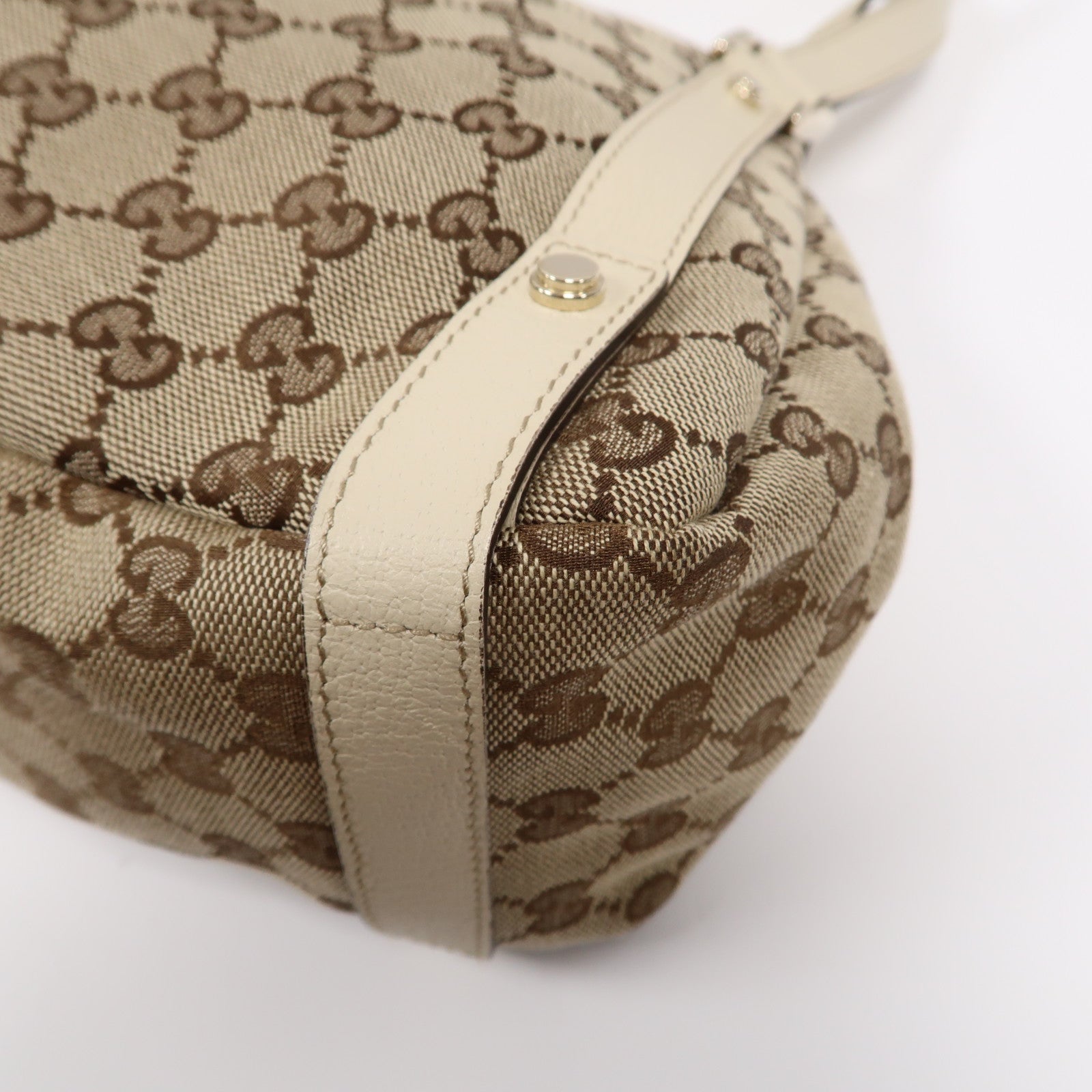 GUCCI 【激減優惠】帆布Abbey Shoulder Bag金扣肩背袋啡色/白色