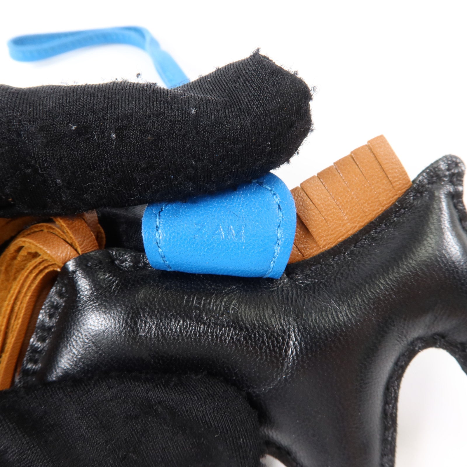 HERMES Milo皮革Rodeo PM掛飾Noir/Gold/Bleu Zanzibar
