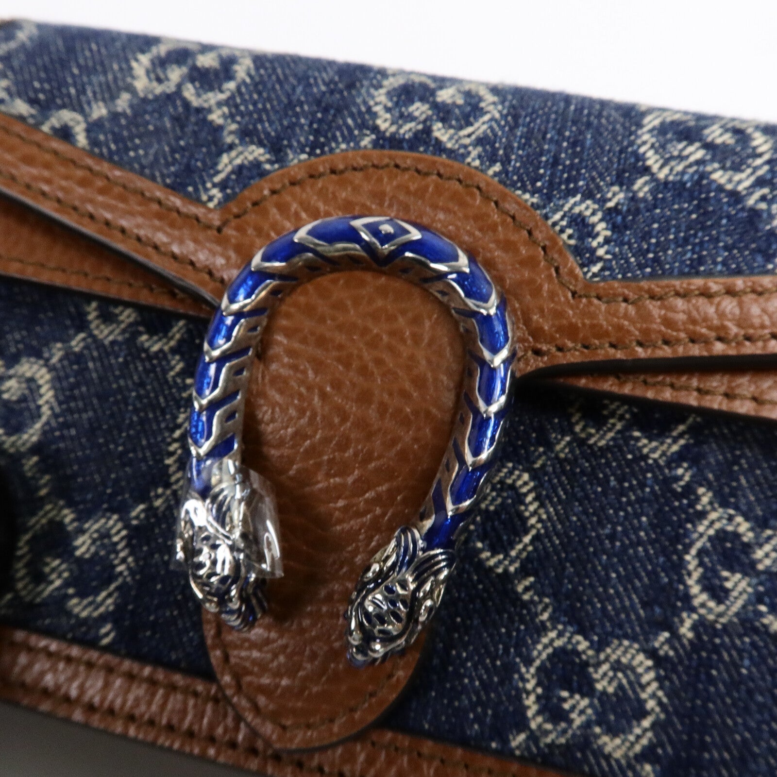 GUCCI 牛仔布Dionysus Super Mini鏈帶肩背袋