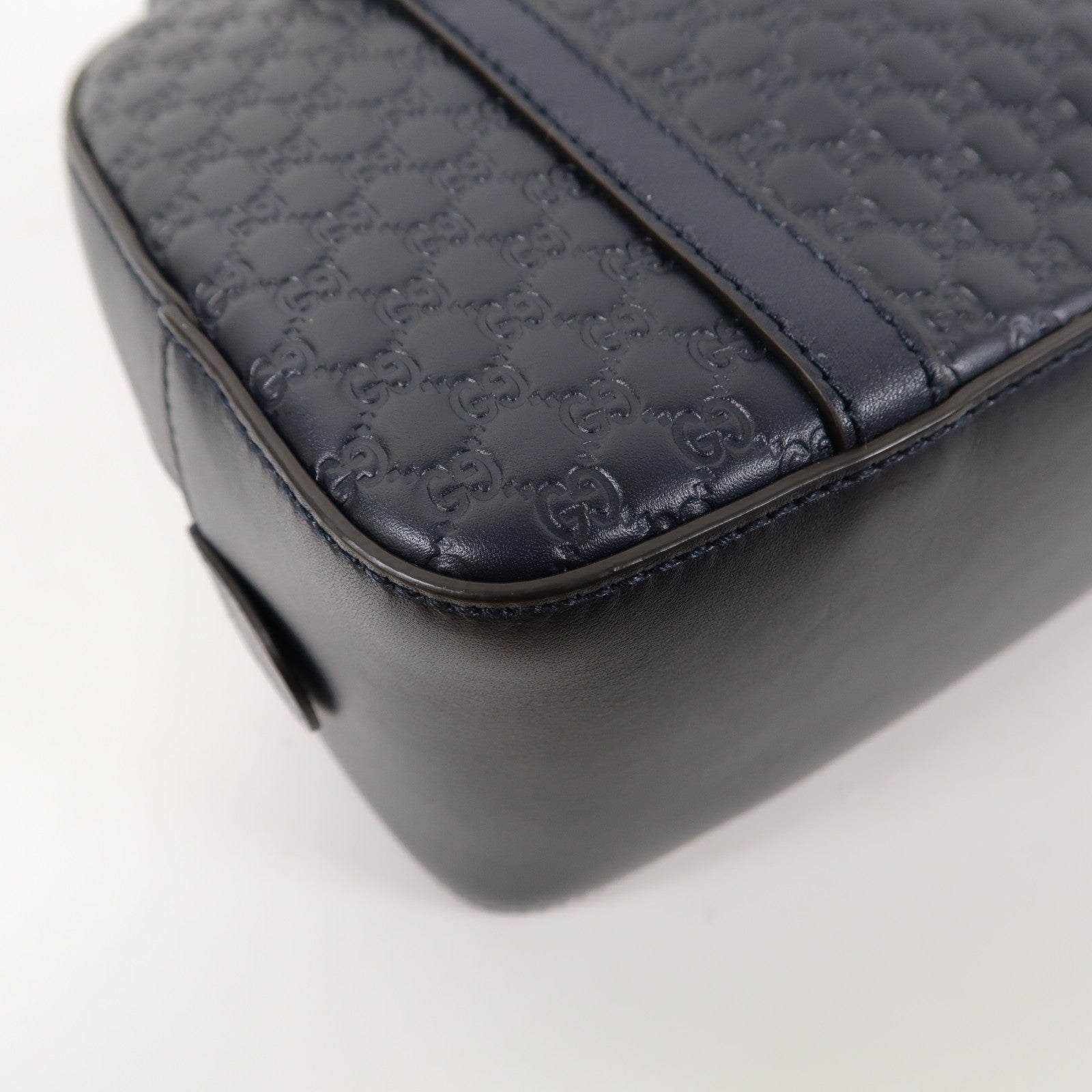 GUCCI 牛皮皮革Guccissima 2 Way Shoulder金扣手挽肩背兩用袋深藍色