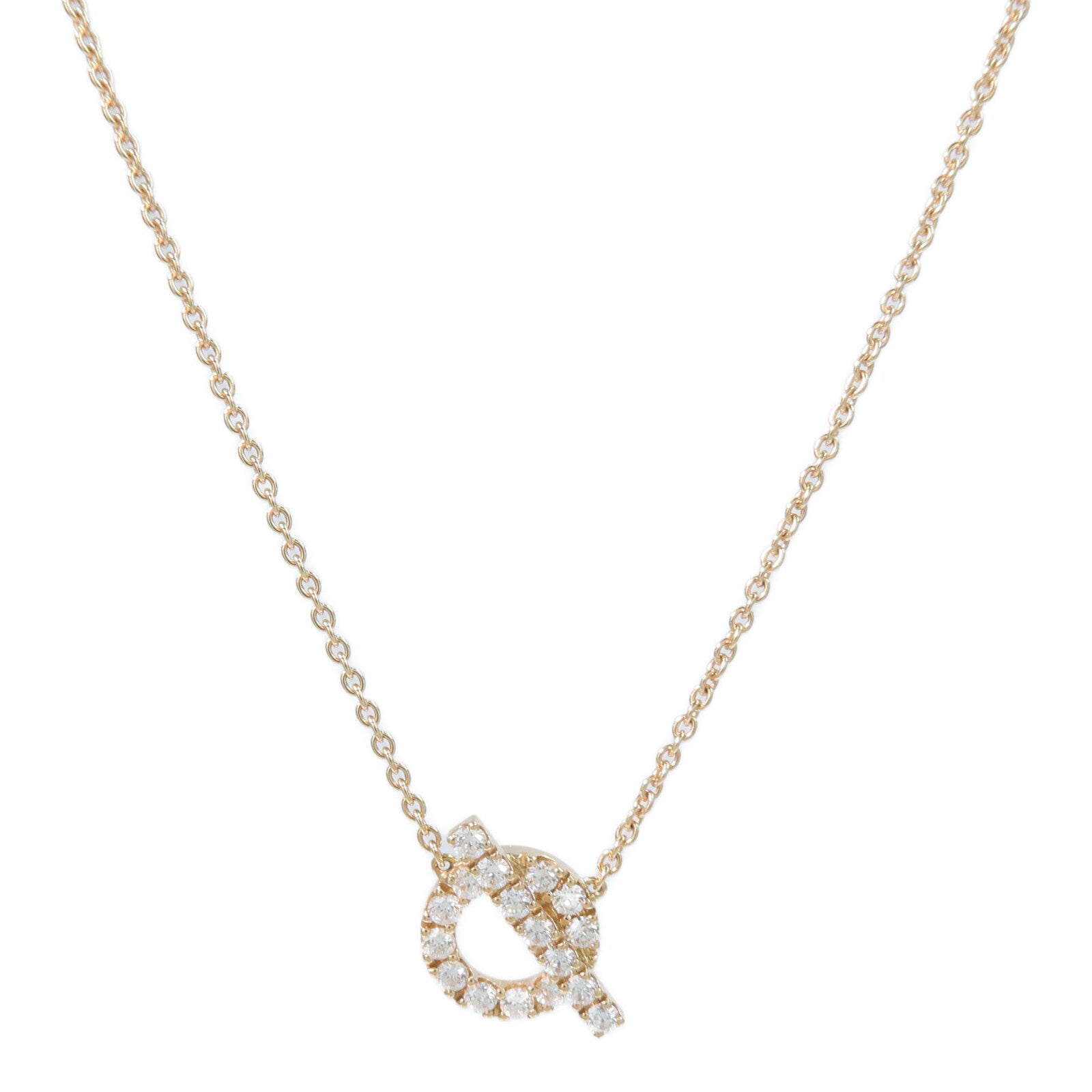 HERMES 18K玫瑰金Finesse Pendant鑽石項鍊