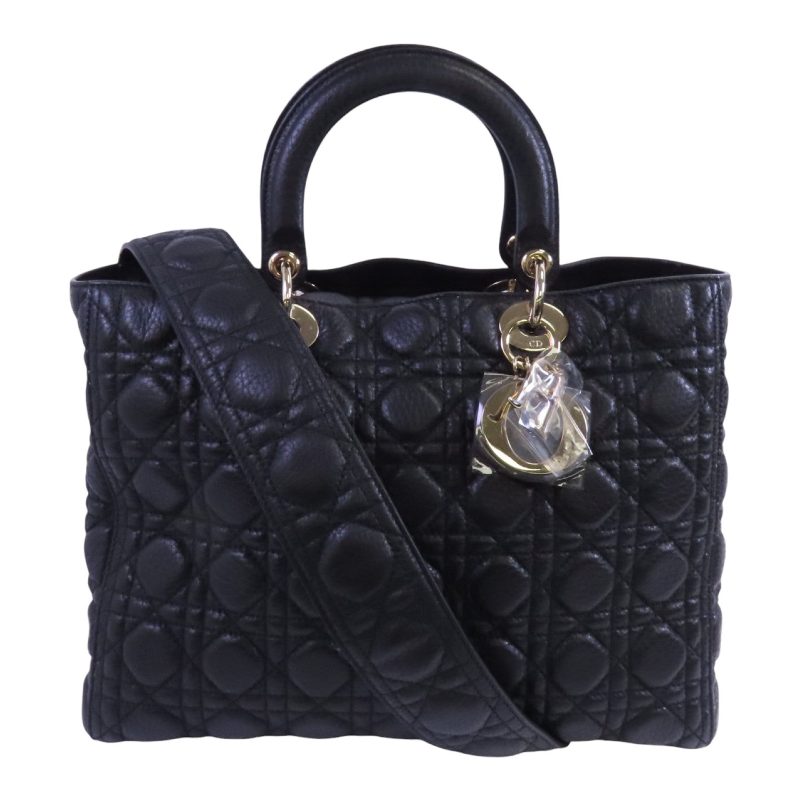 Dior 牛皮皮革Lady Dior Large金扣手挽肩背兩用袋