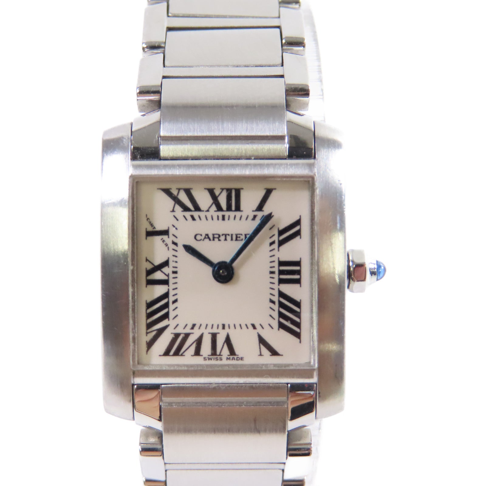 CARTIER Tank Francaise Watch不鏽鋼石英機芯手錶白色
