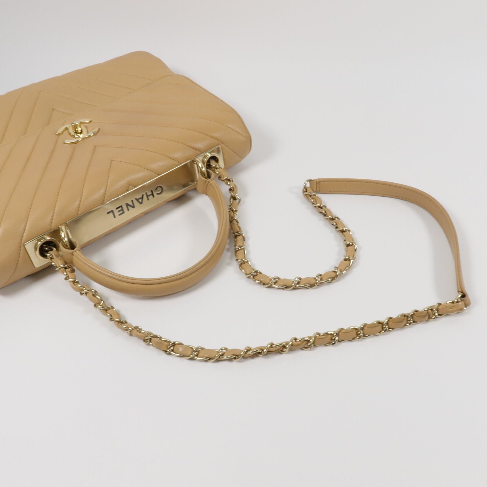 CHANEL 羊皮皮革Trendy CC鏈帶手挽肩背兩用袋