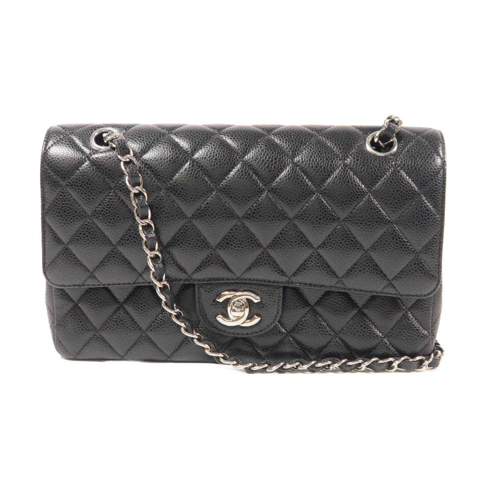CHANEL 牛皮皮革Classic 25銀扣鏈帶肩背袋