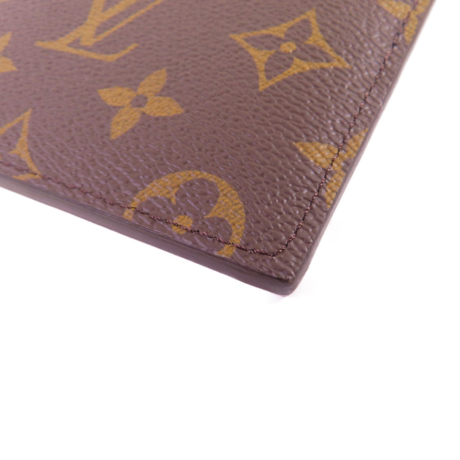 LOUIS VUITTON Monogram/牛皮皮革Slim Purse金扣拉鏈長錢包啡色/黑色