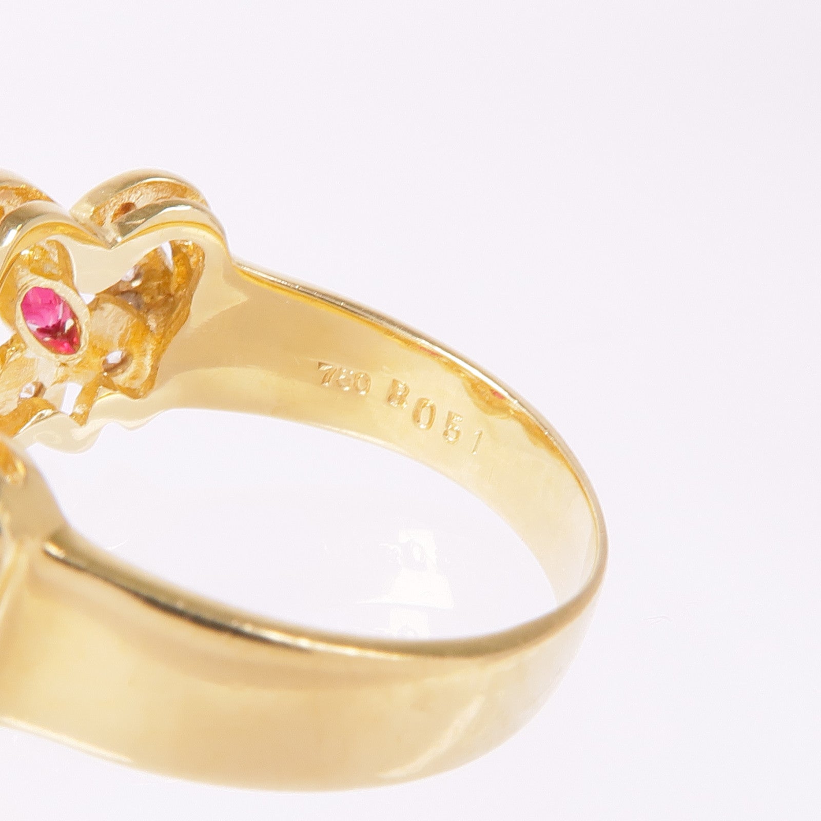 JEWELRY 18K黃金Ruby Diamond Ring紅寶石/鑽石戒指US#7.25