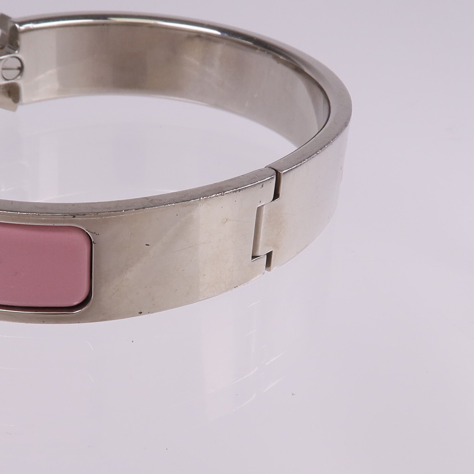 HERMES 金屬/琺瑯Clic H Bracelet銀扣手鐲
