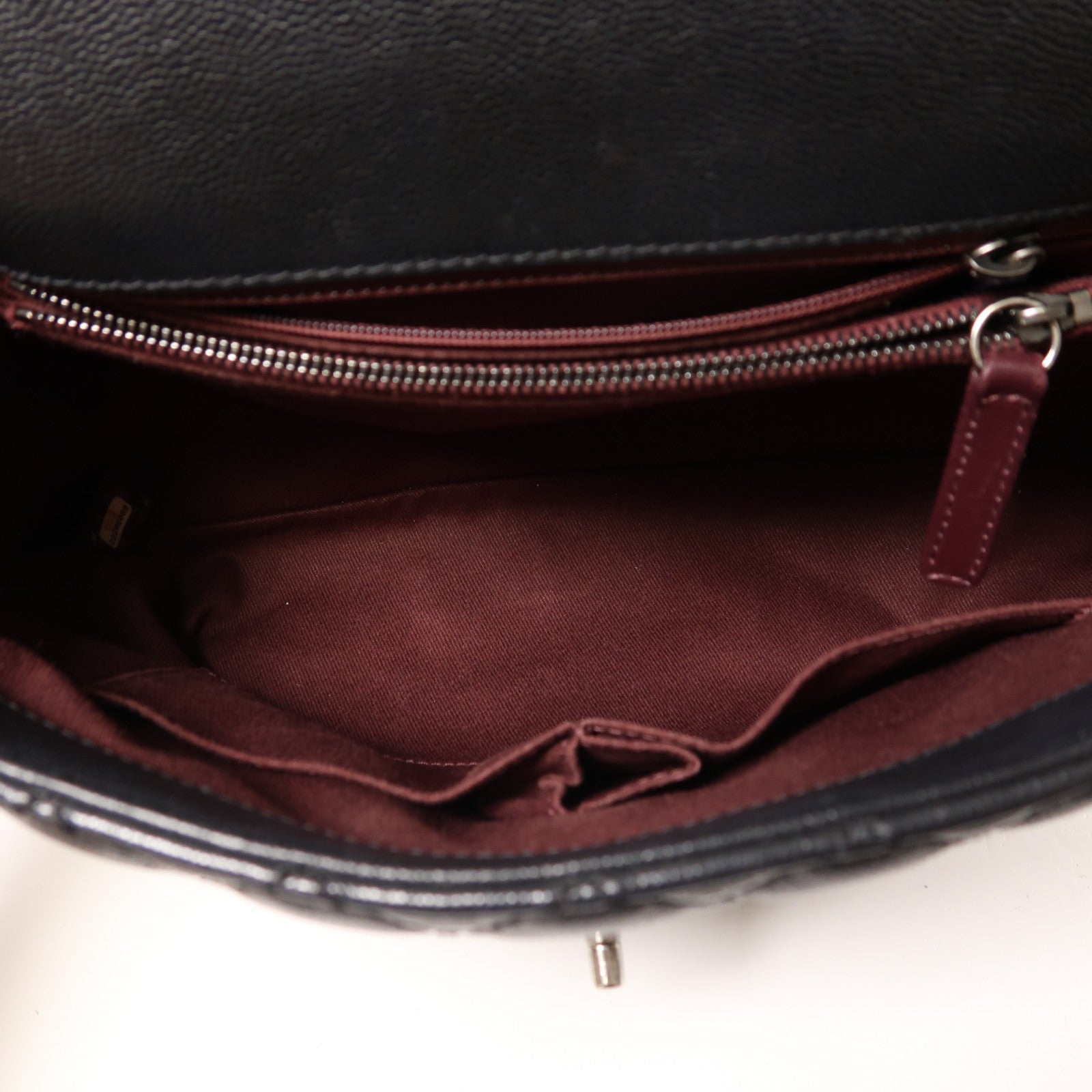 CHANEL 牛皮皮革Coco Handle Large銀扣手挽肩背兩用袋