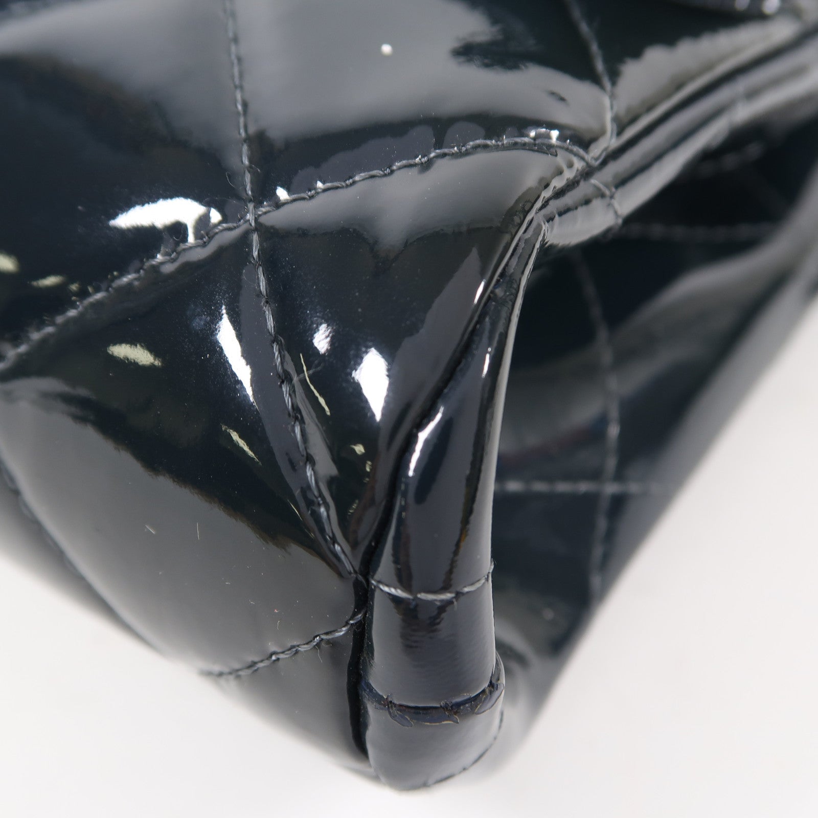 CHANEL 菱格漆皮皮革Chain Shoulder銀扣鏈帶肩背袋綠色