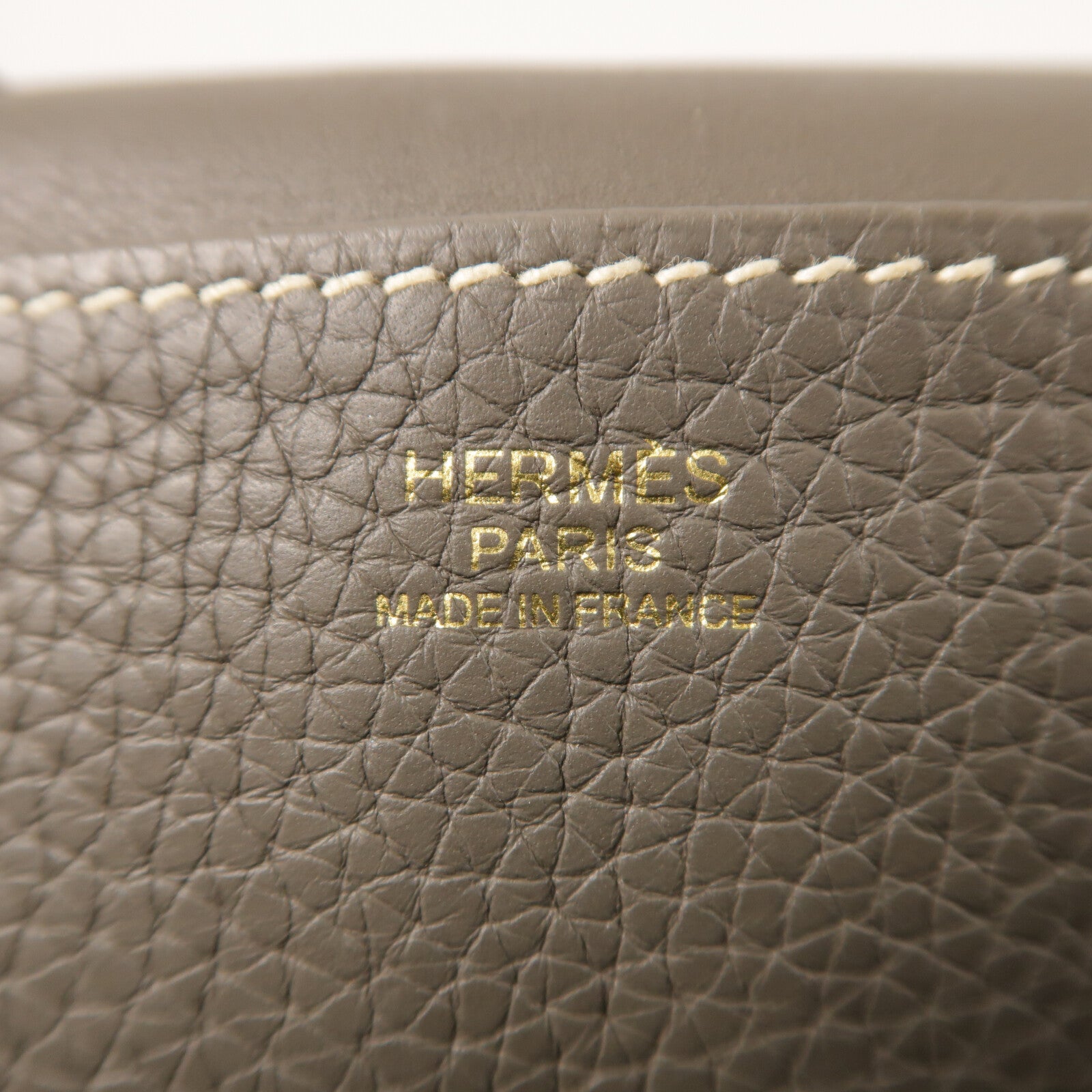 HERMES Clemence皮革Halzan 31金扣手挽肩背兩用袋Etain