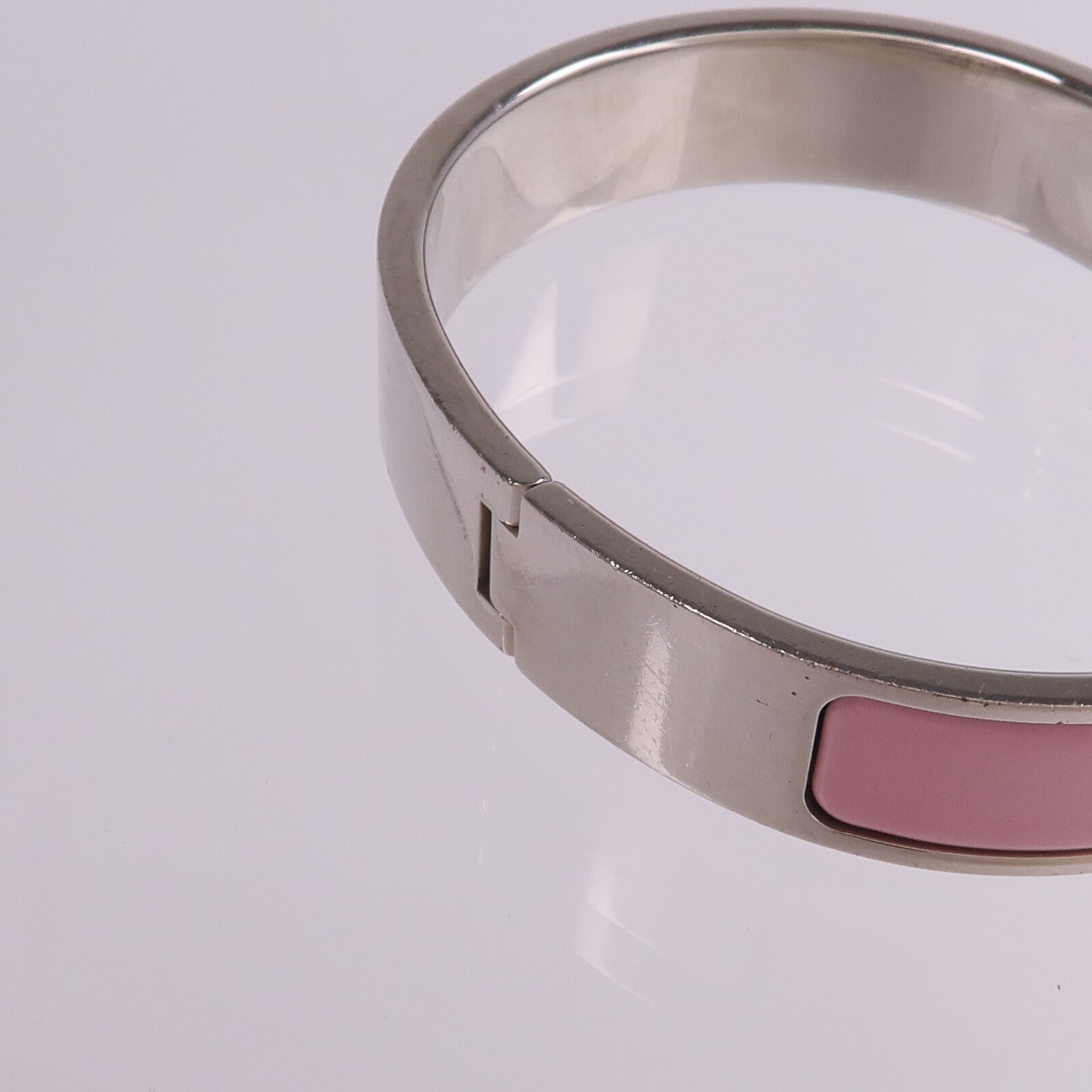 HERMES 金屬/琺瑯Clic H Bracelet銀扣手鐲