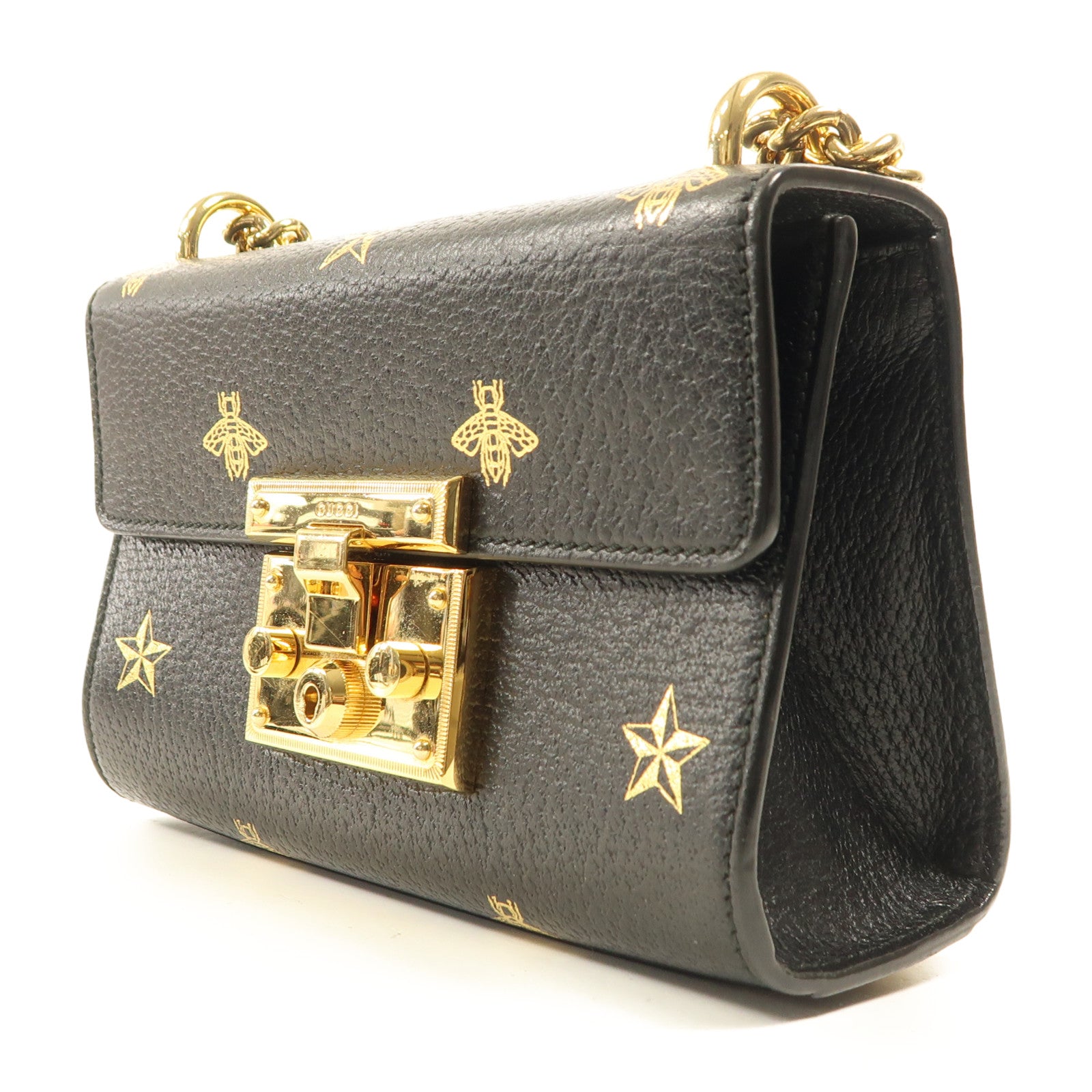 GUCCI 皮革Shoulder Bag金扣鏈帶肩背袋