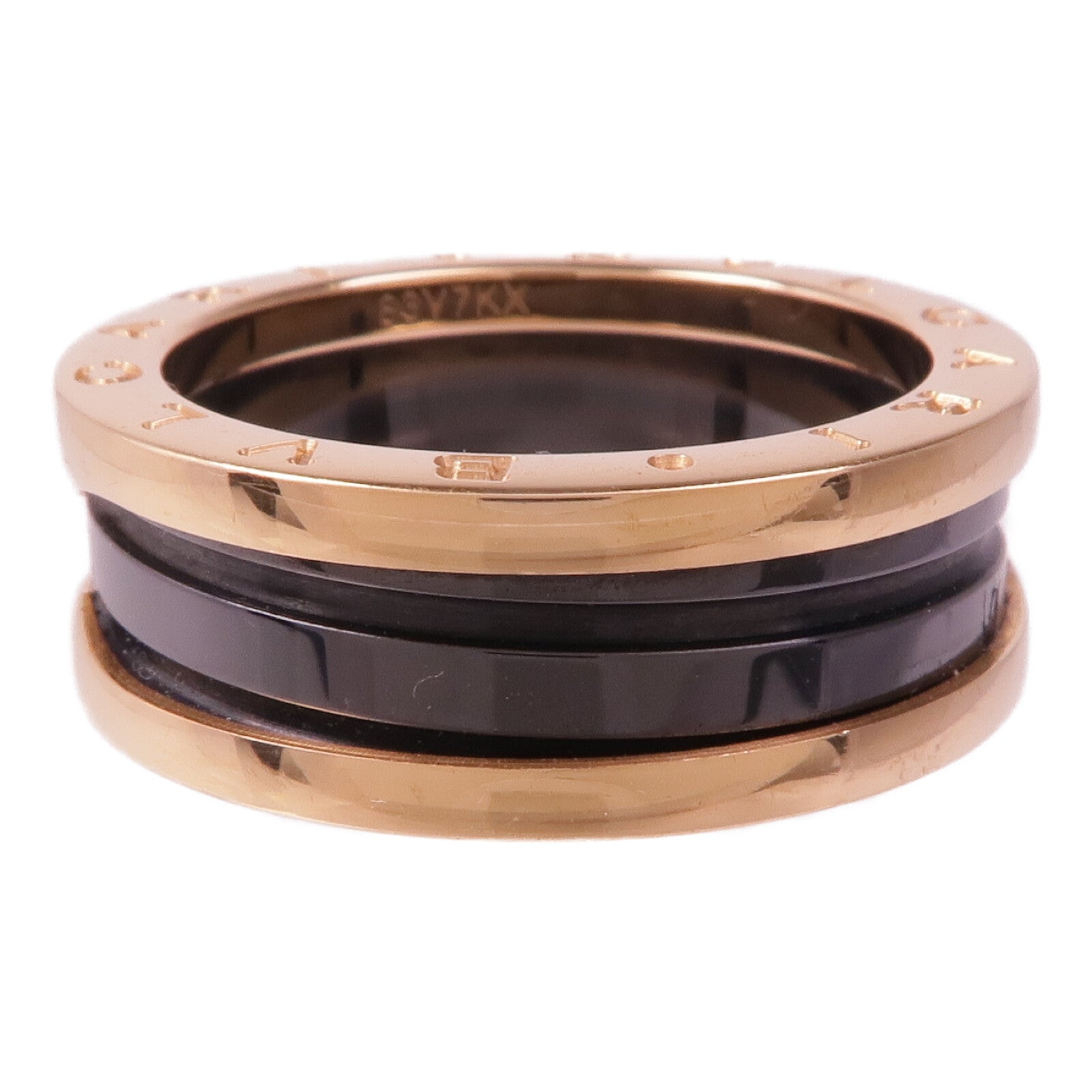 BVLGARI 18K玫瑰金/陶瓷B-zero1 Ring戒指Bvlgari#59/US#8.25