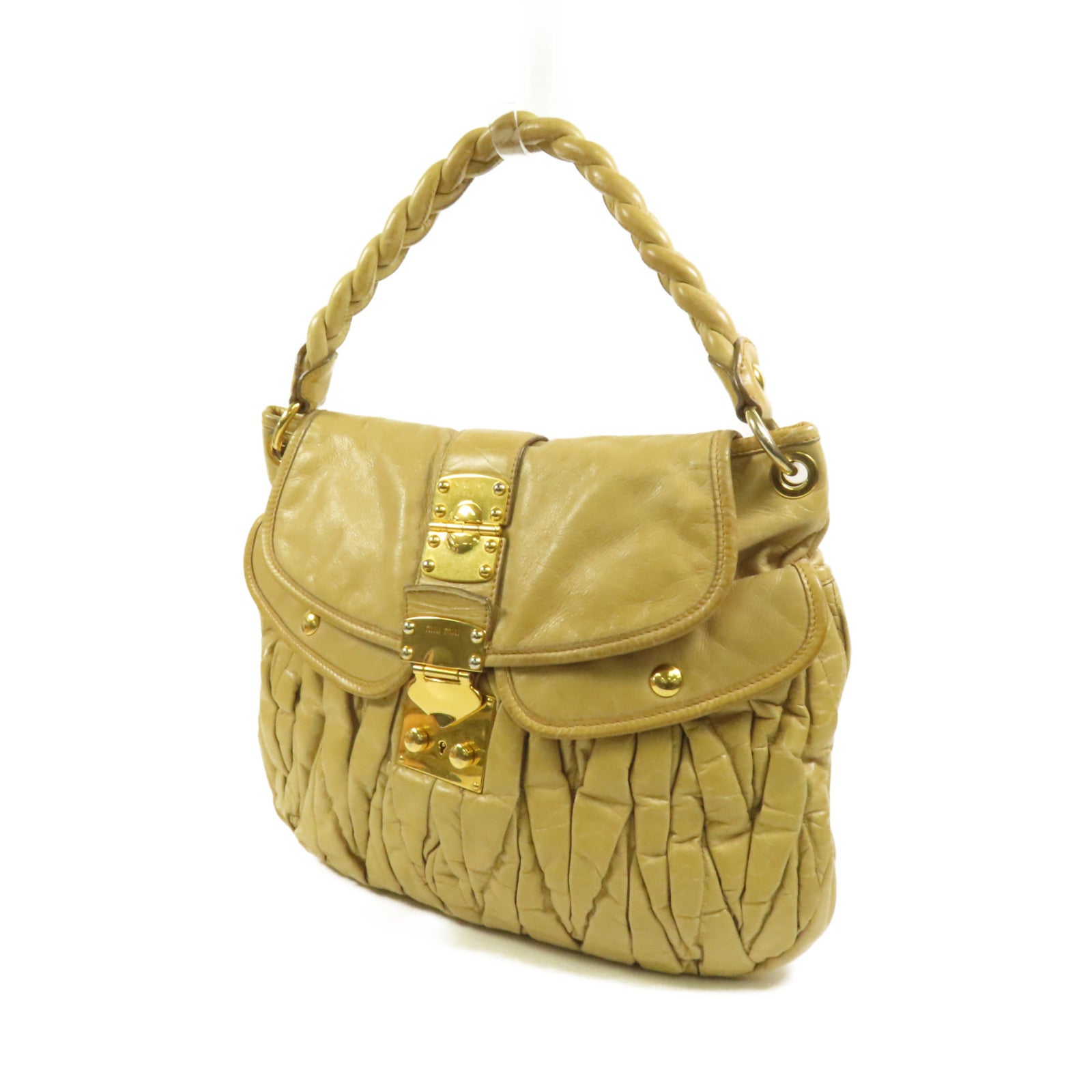 Miu Miu 牛皮皮革2 Way Shoulder金扣手挽肩背兩用袋