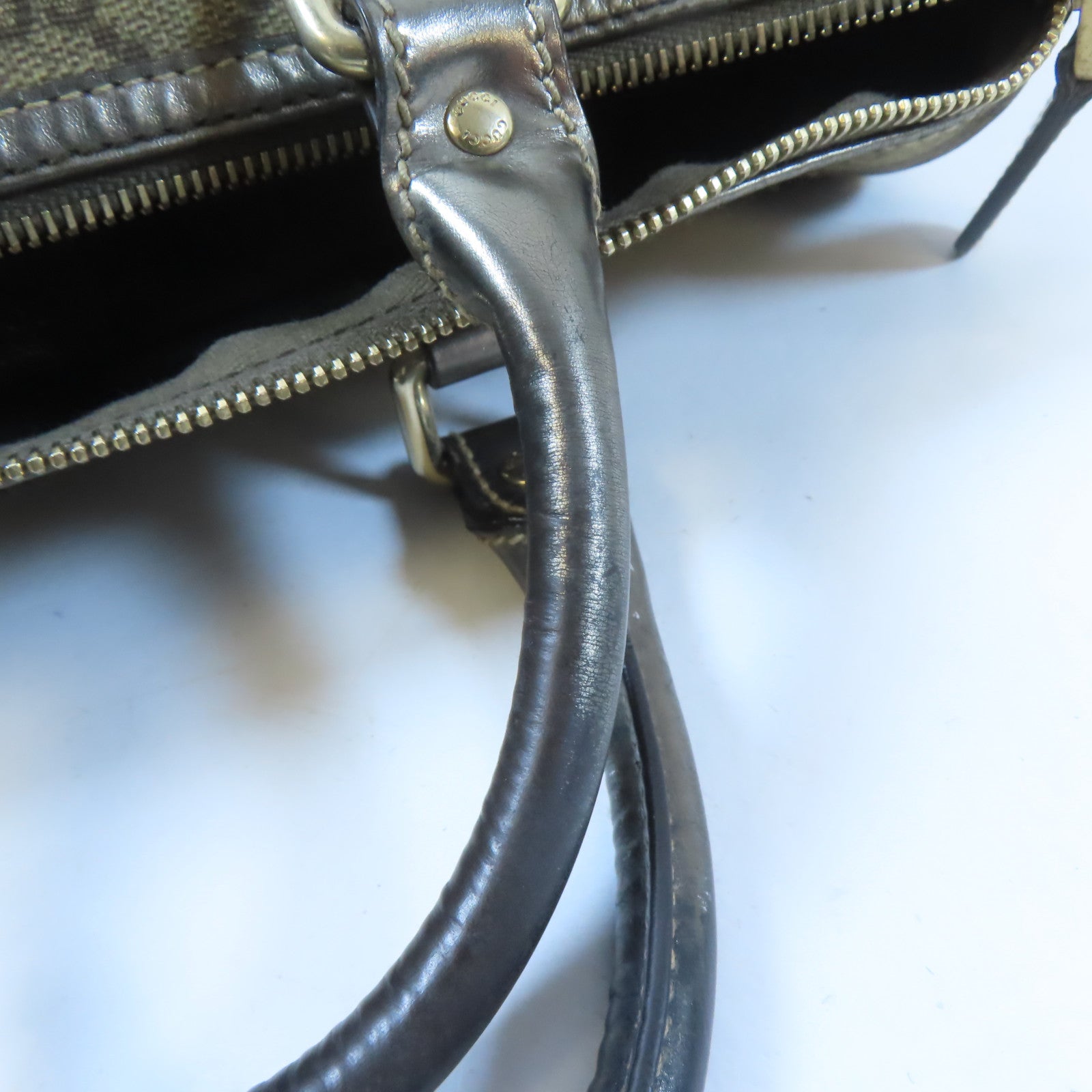 GUCCI GG GHW Boston Bag Hand Bag 193603 Coated Canvas Brown