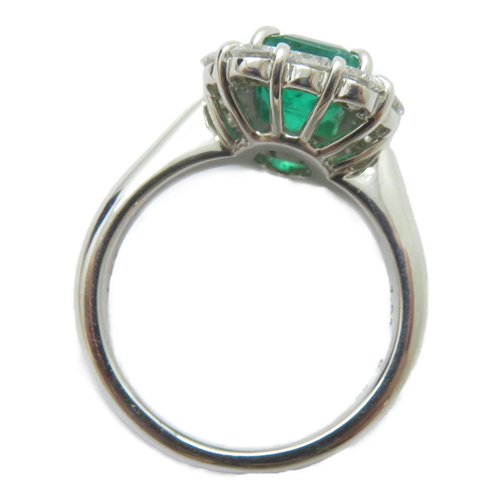 JEWELRY PT900鉑金Emerald Ring 1.51ct綠寶石/1.01ct鑚石戒指US#5.75
