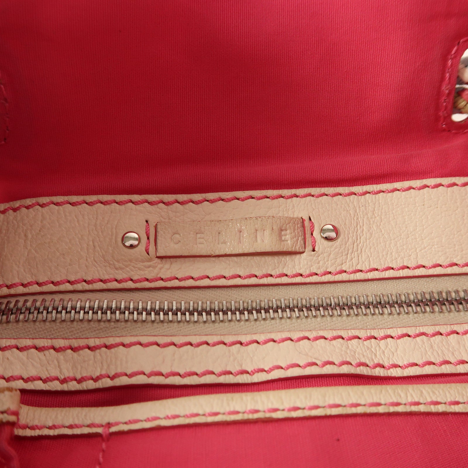 CELINE 帆布Macadam Tote銀扣肩背袋