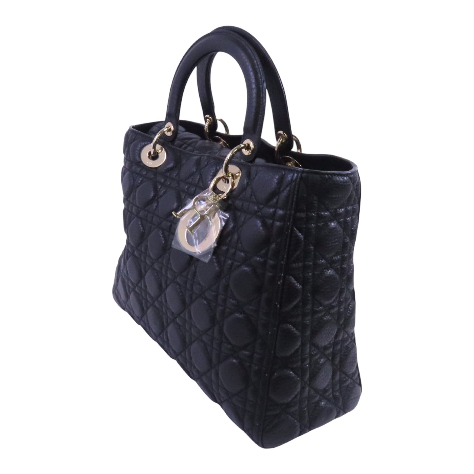 Dior 牛皮皮革Lady Dior Large金扣手挽肩背兩用袋