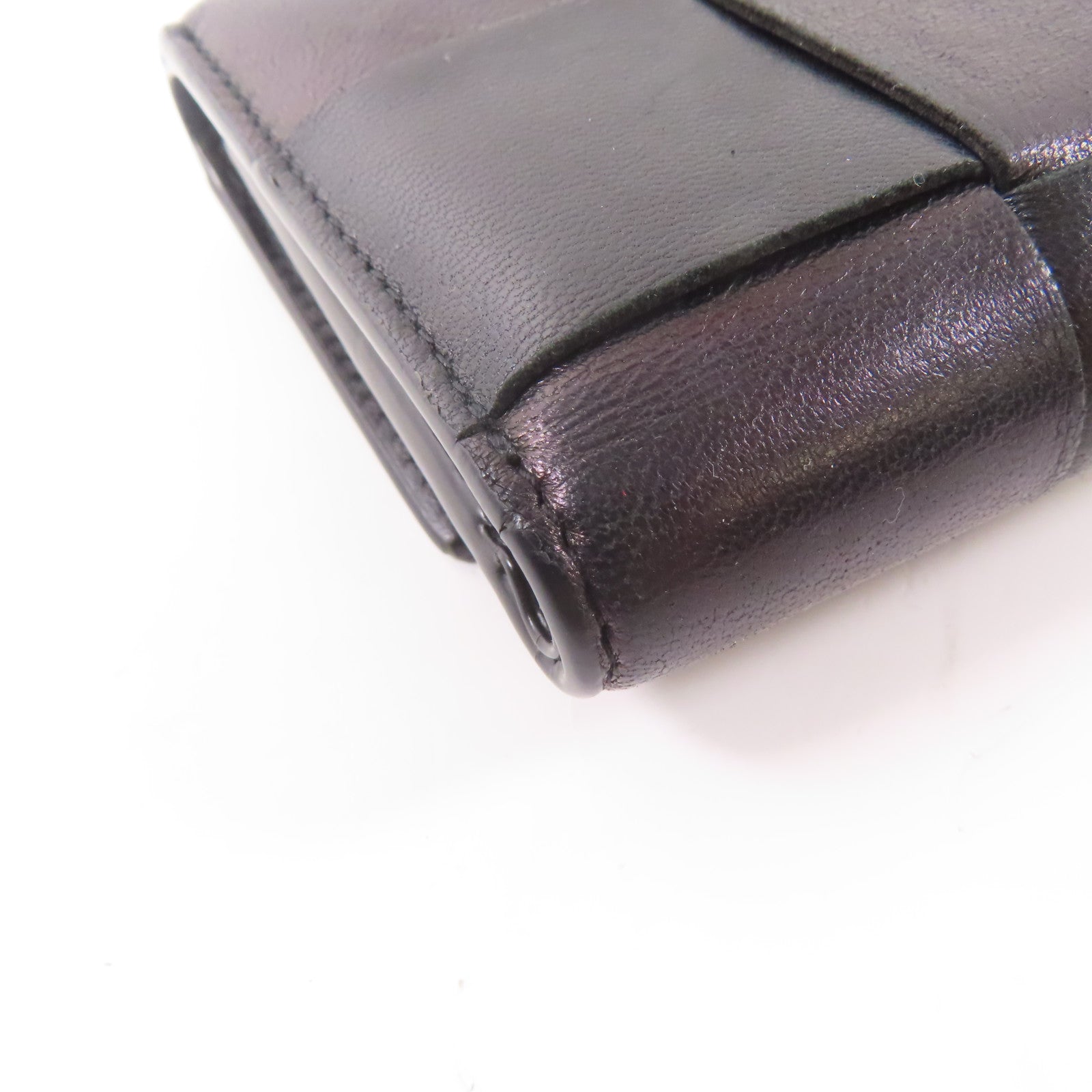 BOTTEGA VENETA 羊皮皮革Fold Wallet金扣錢包黑色/啡色