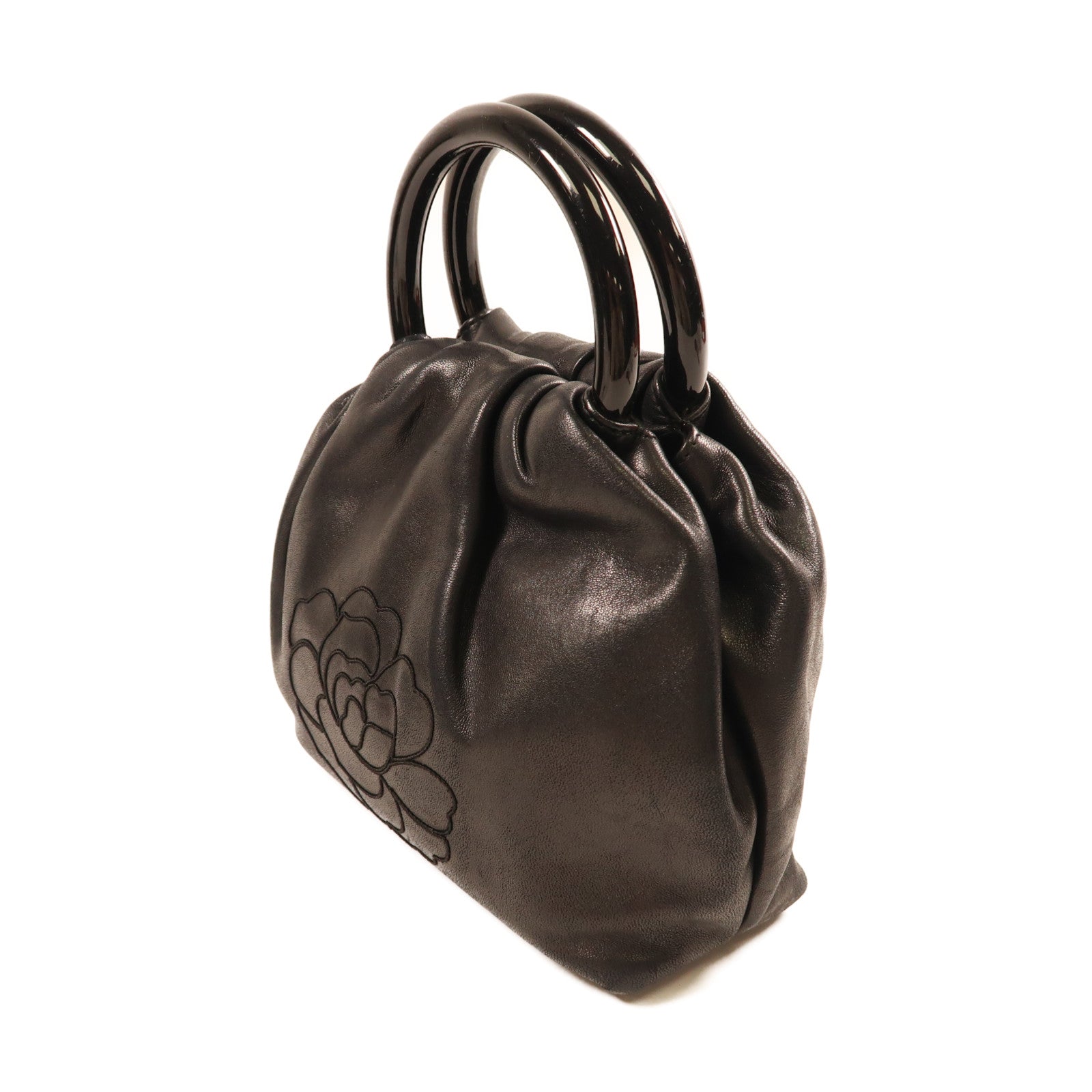 CHANEL 羊皮皮革Hand Bag金扣手挽袋黑色