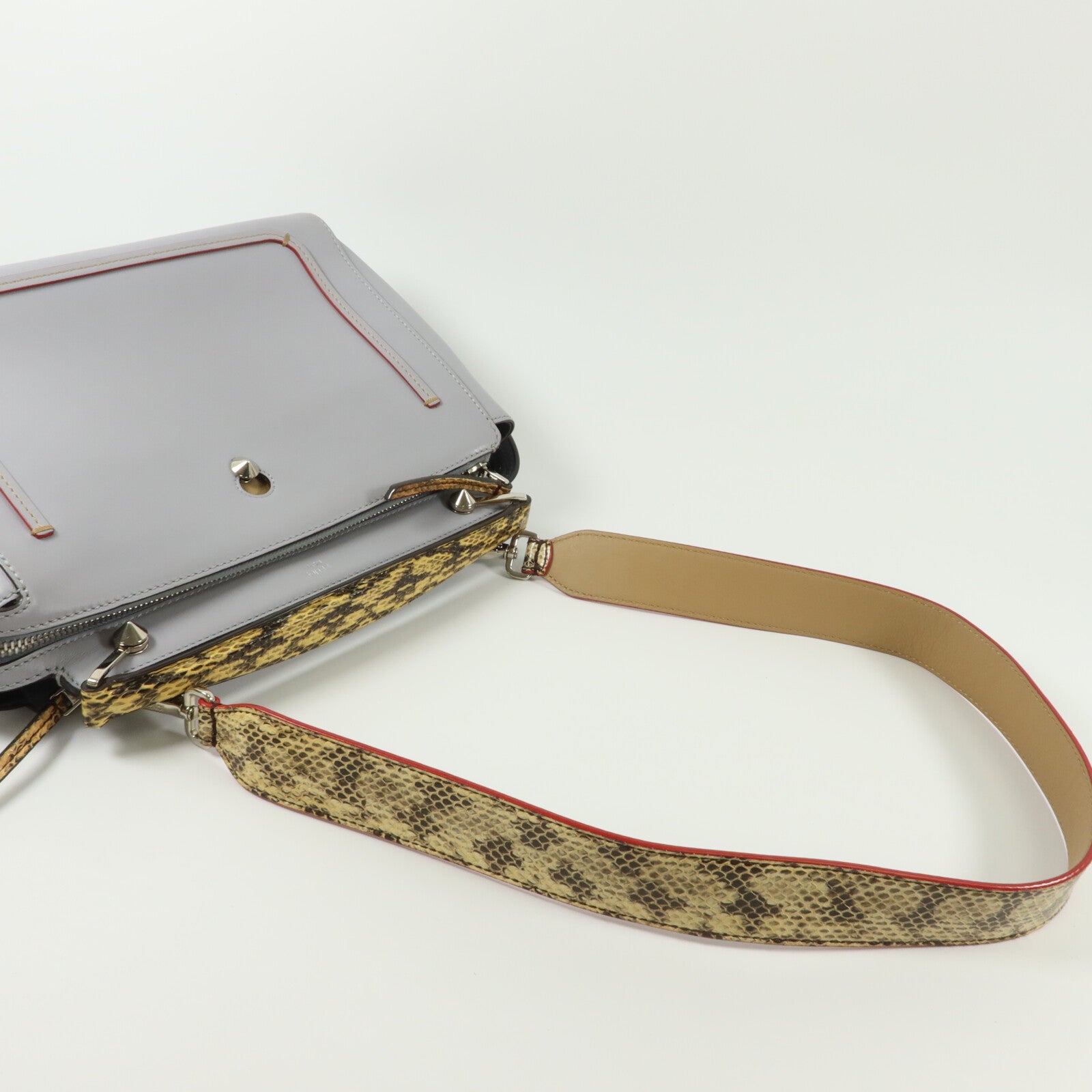 FENDI 牛皮皮革/蛇皮皮革Dotcom Medium手挽肩背兩用袋