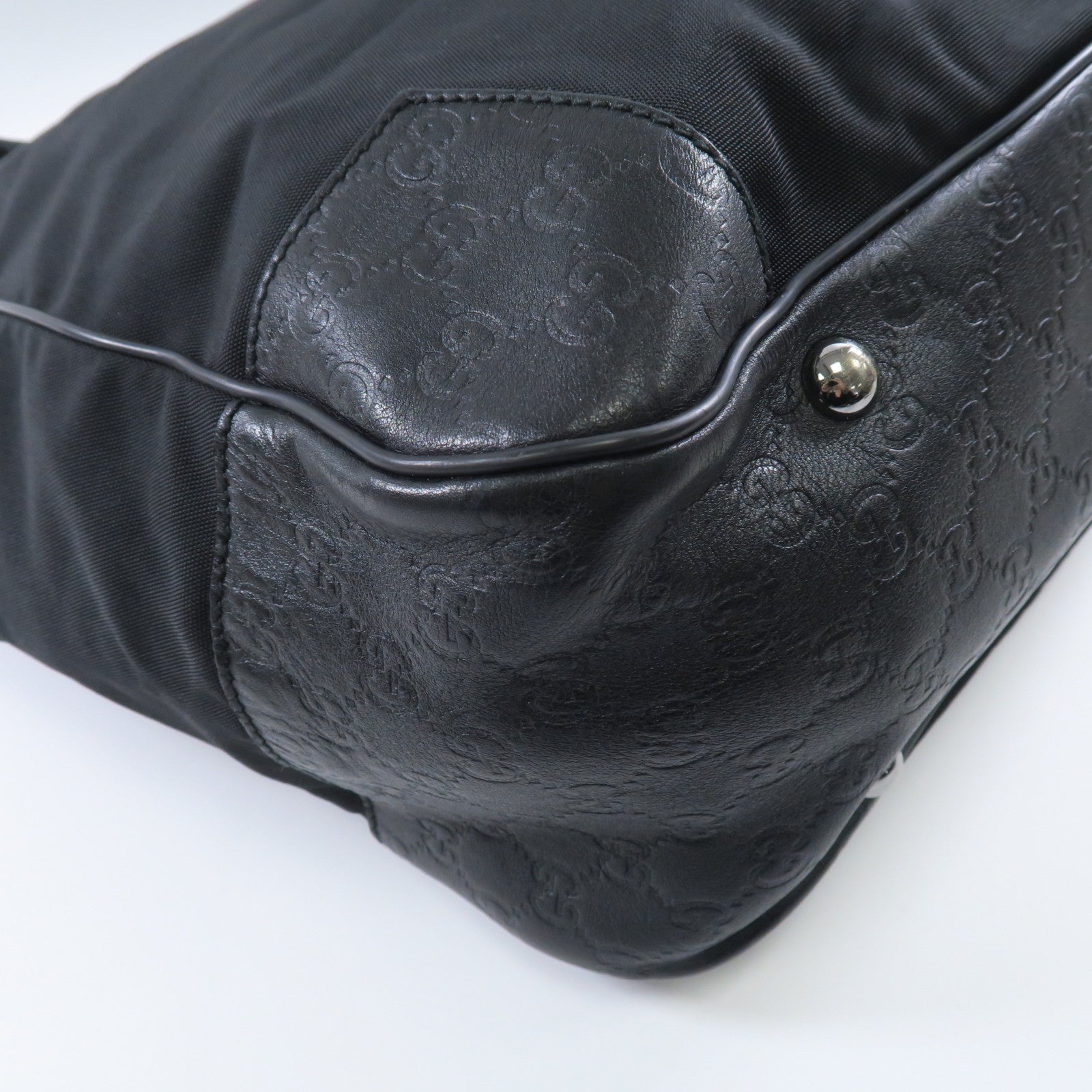 GUCCI 帆布Tote Bag銀扣手挽袋黑色