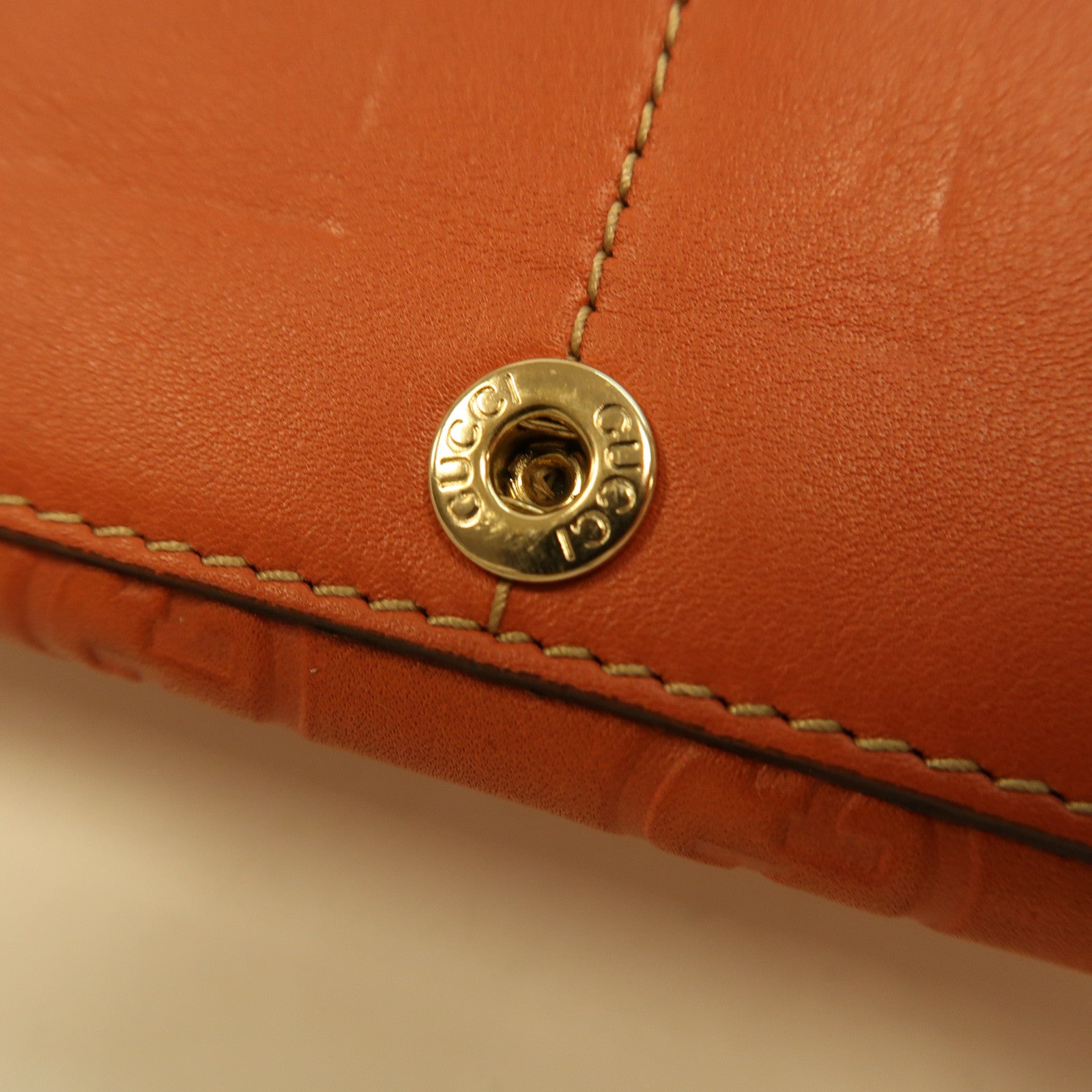 GUCCI 牛皮皮革Long Wallet金扣長錢包橙色