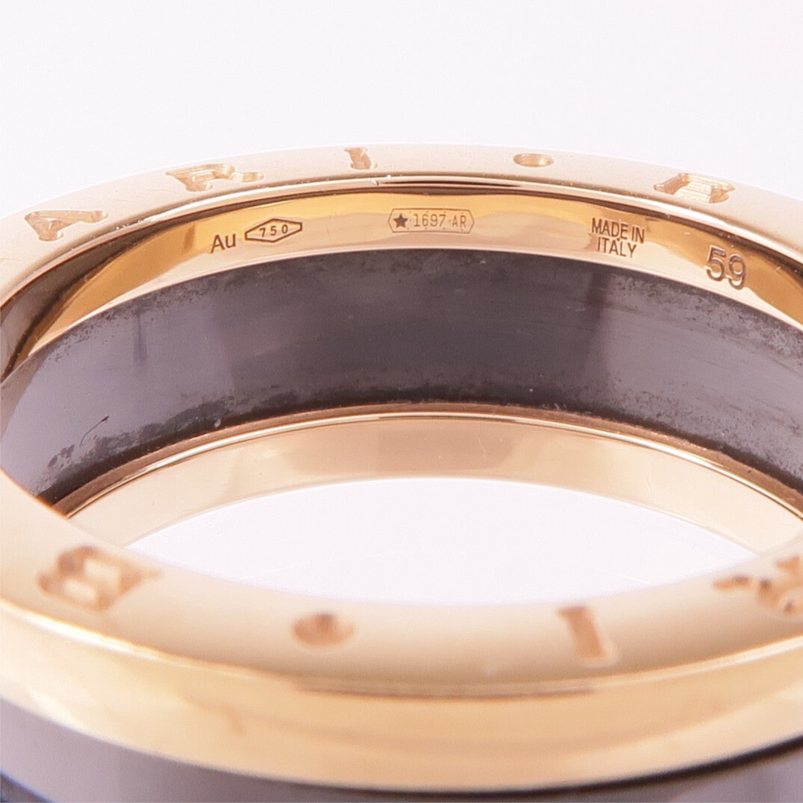 BVLGARI 18K玫瑰金/陶瓷B-zero1 Ring戒指Bvlgari#59/US#8.25