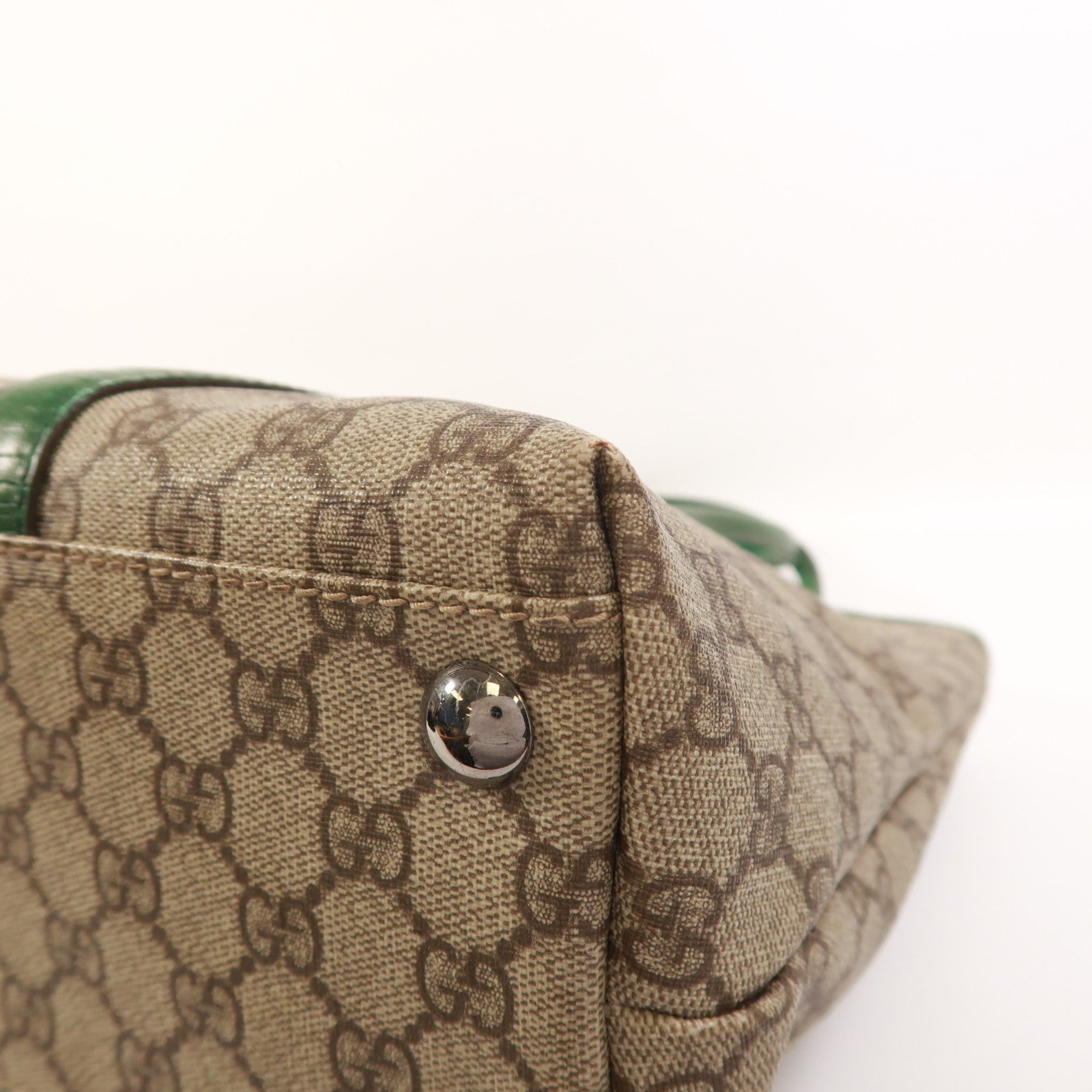 GUCCI 塗層帆布Tote Bag銀扣肩背袋