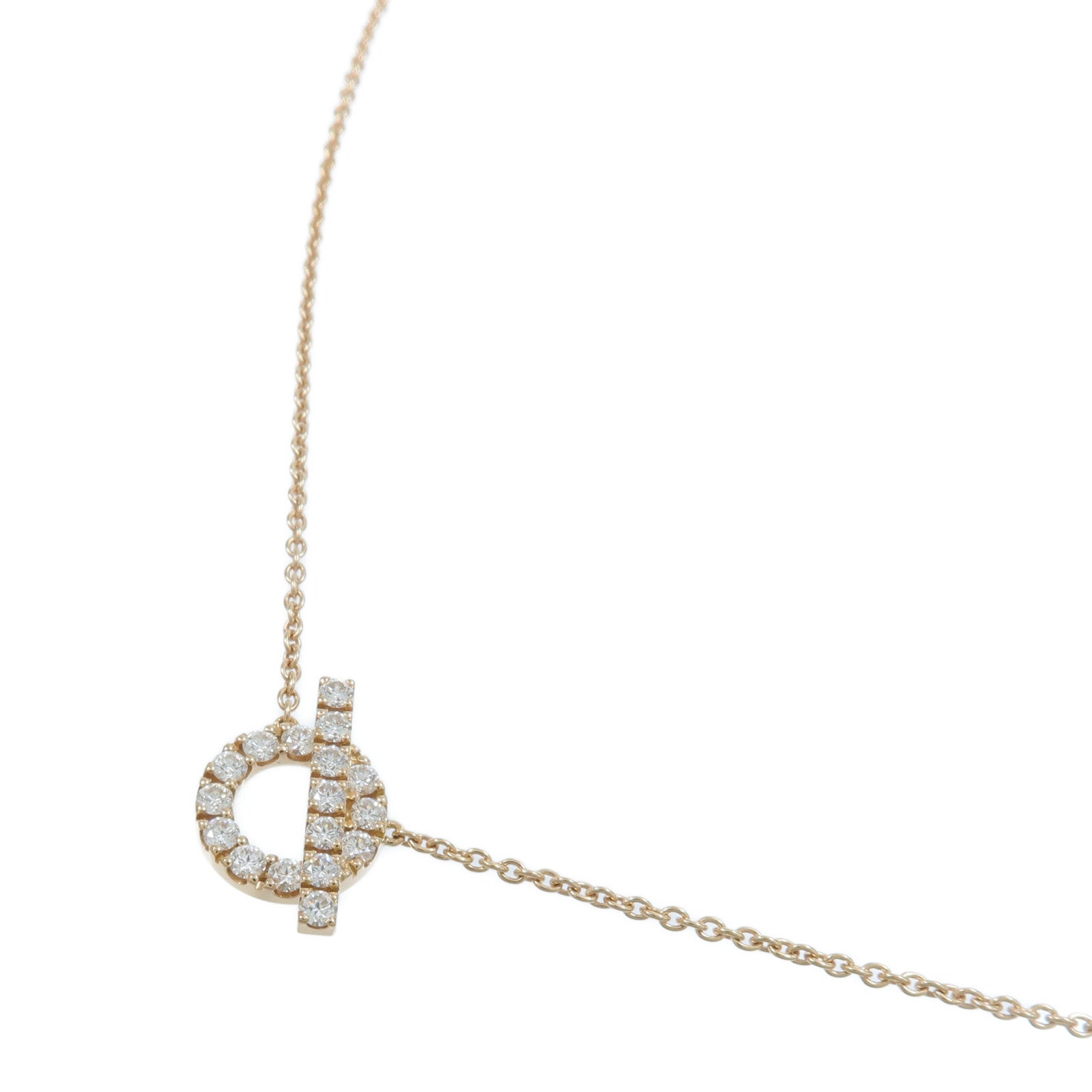 HERMES 18K玫瑰金Finesse Pendant鑽石項鍊