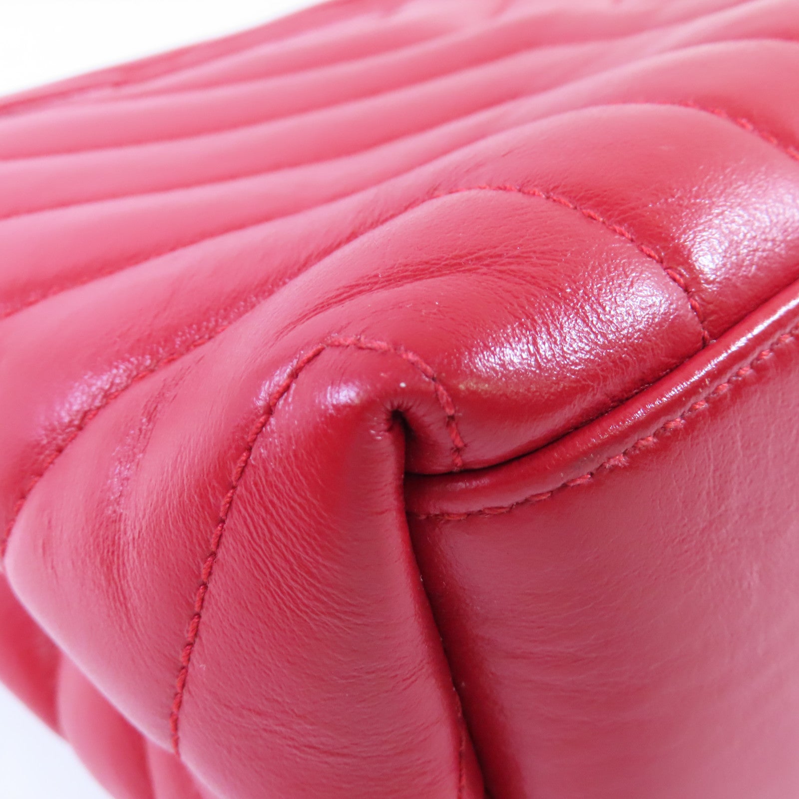 YVES SAINT LAURENT 斜紋牛皮皮革Shoulder Bag金扣鏈帶肩背袋紅色
