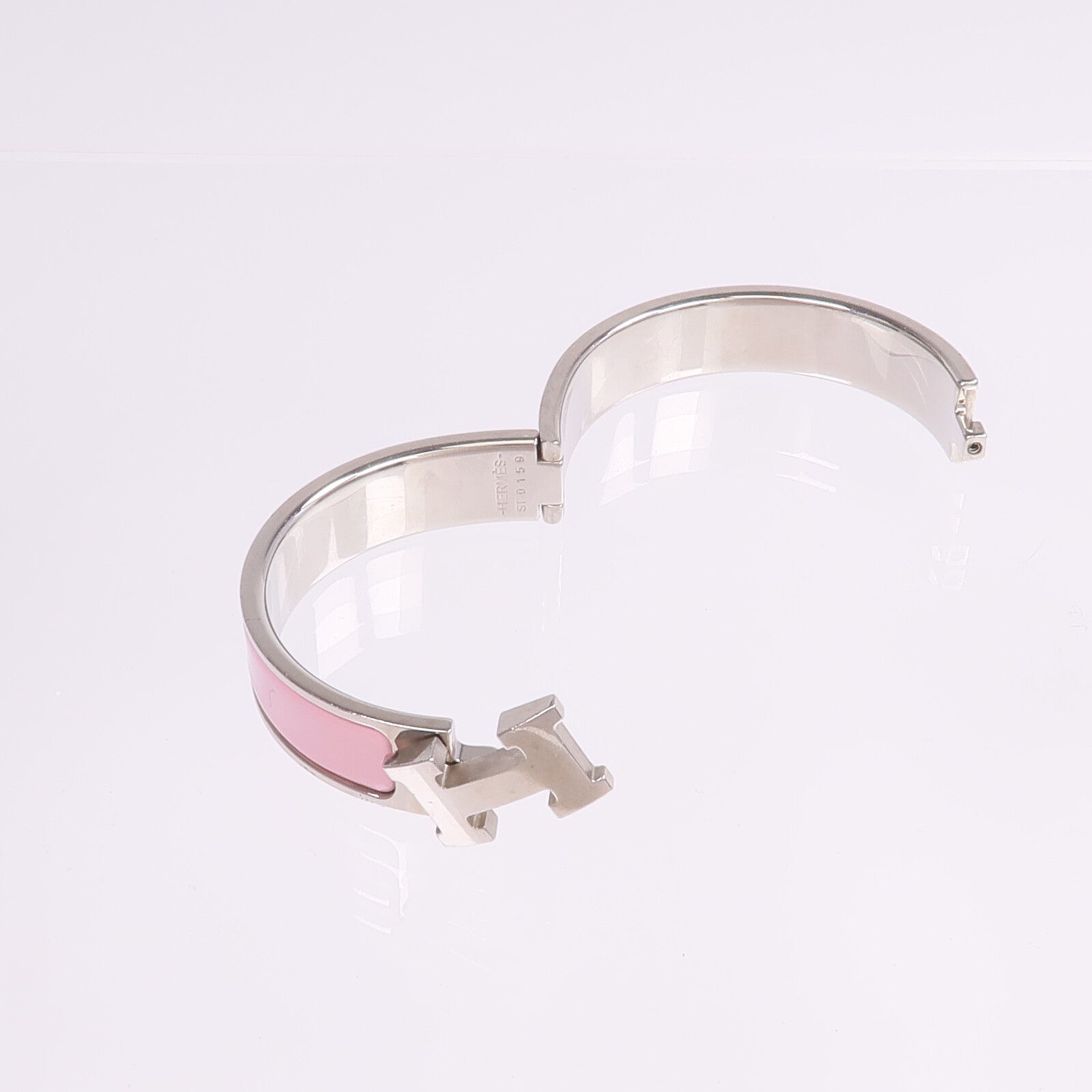 HERMES 金屬/琺瑯Clic H Bracelet銀扣手鐲