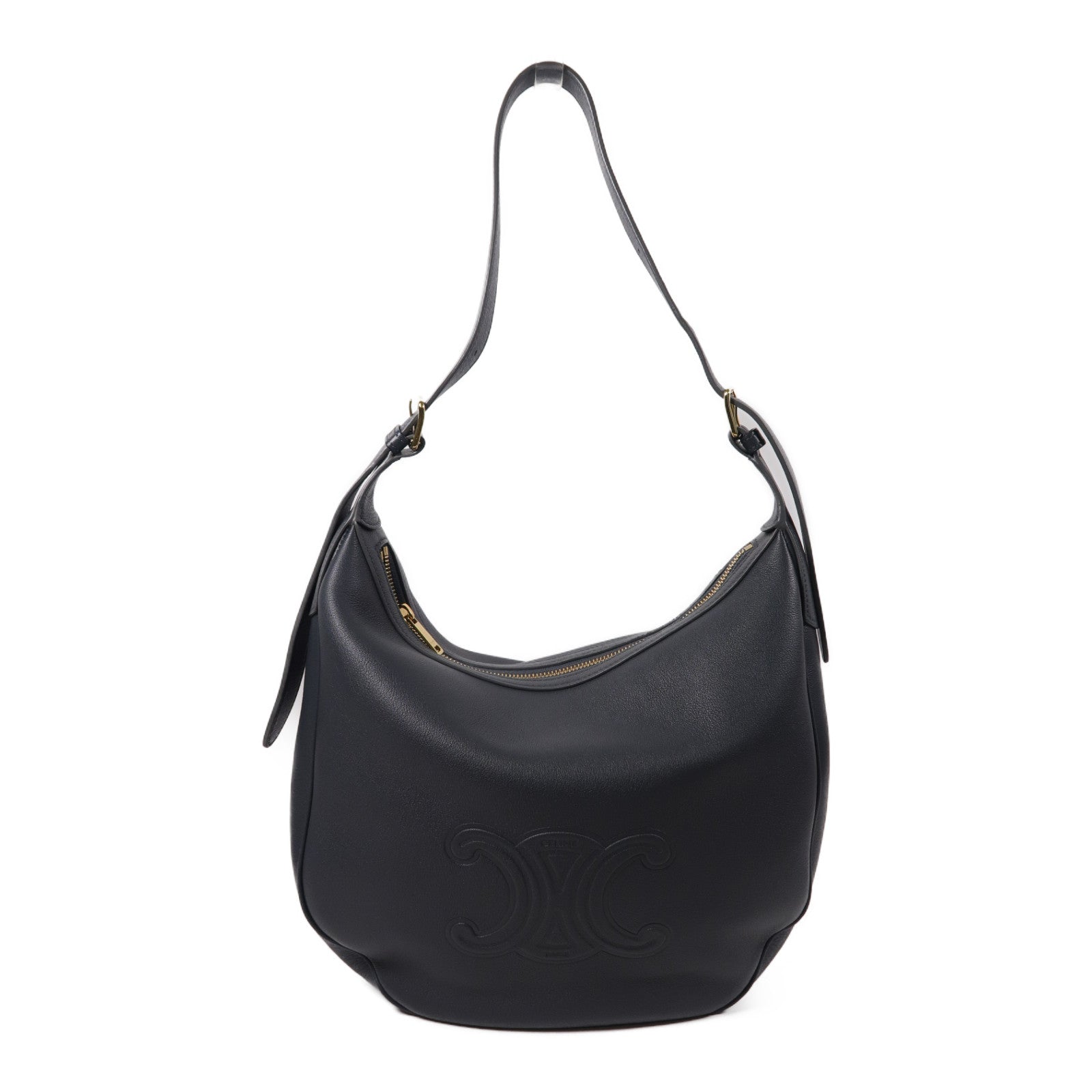 CELINE 牛皮皮革Heloise Bag金扣手挽袋灰色