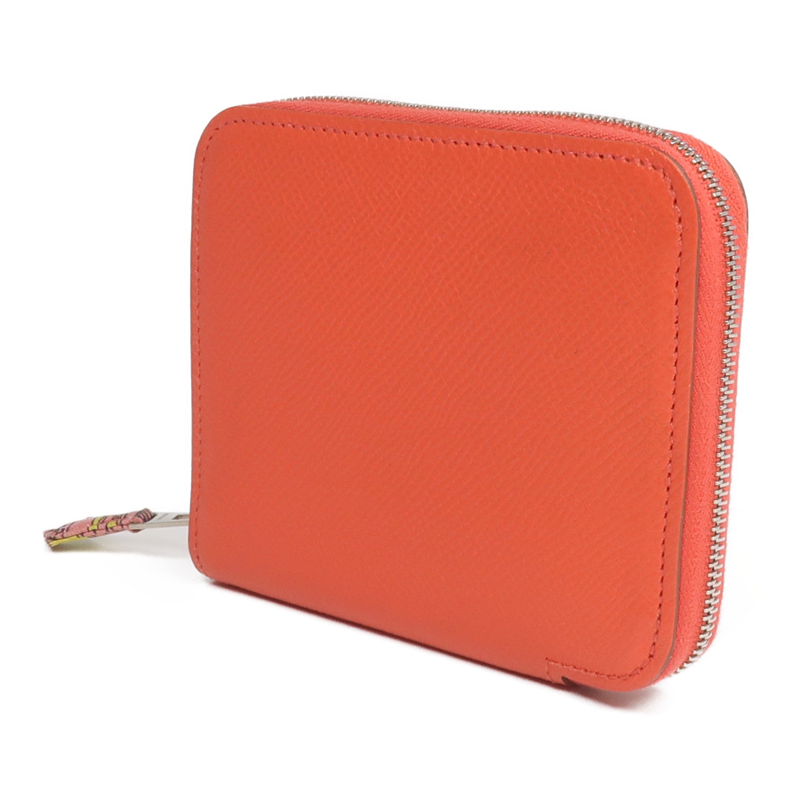 HERMES Epsom皮革/絲質Silk'In Compact Wallet錢包Rose Jaipur