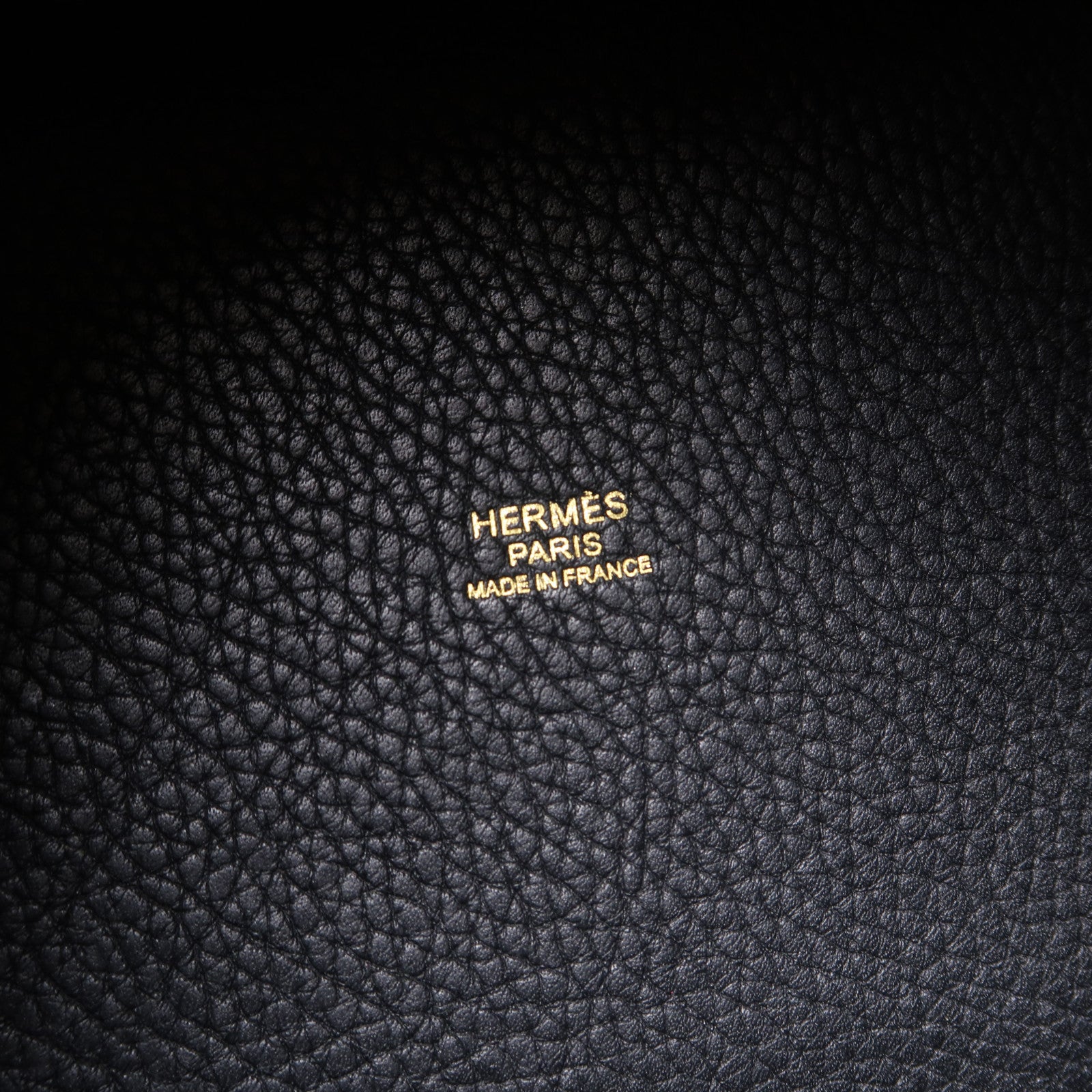 HERMES Clemence皮革Picotin PM金扣手挽袋Noir/黑色