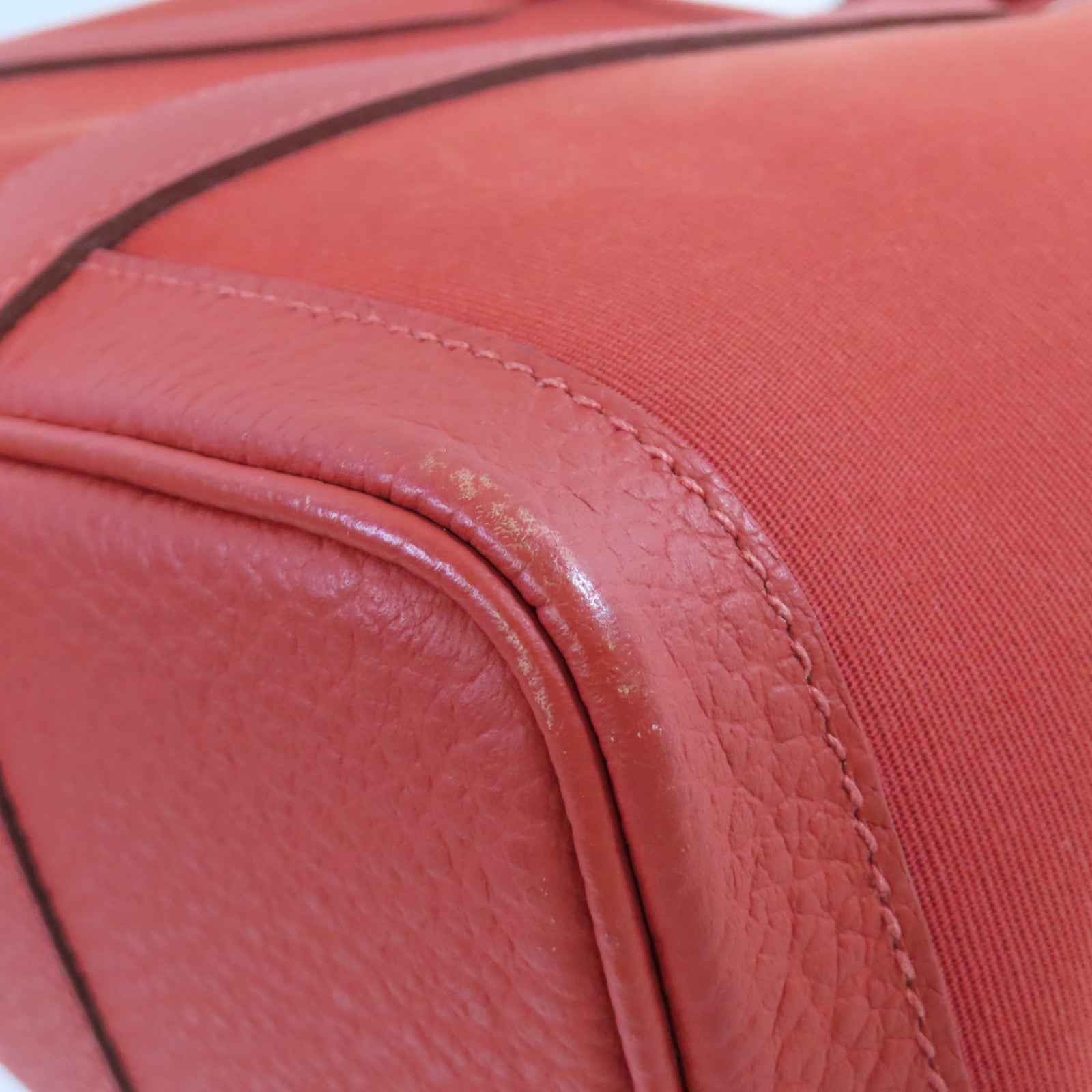 HERMES 【激減優惠】帆布Garden Party TPM Tote Bag銀扣手挽袋紅色