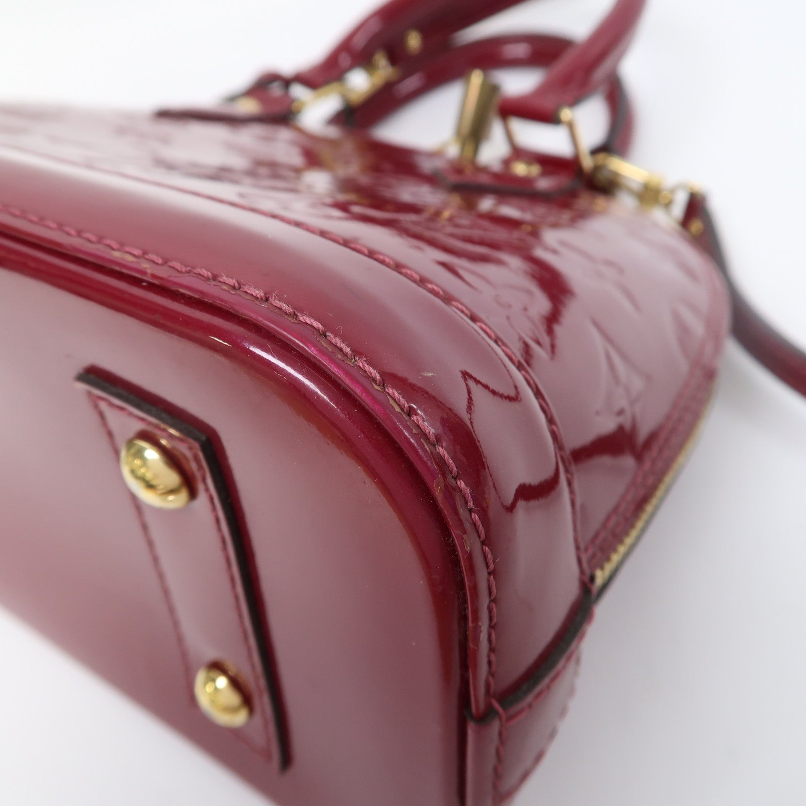 LOUIS VUITTON Vernis Alma BB金扣手挽肩背兩用袋紅色