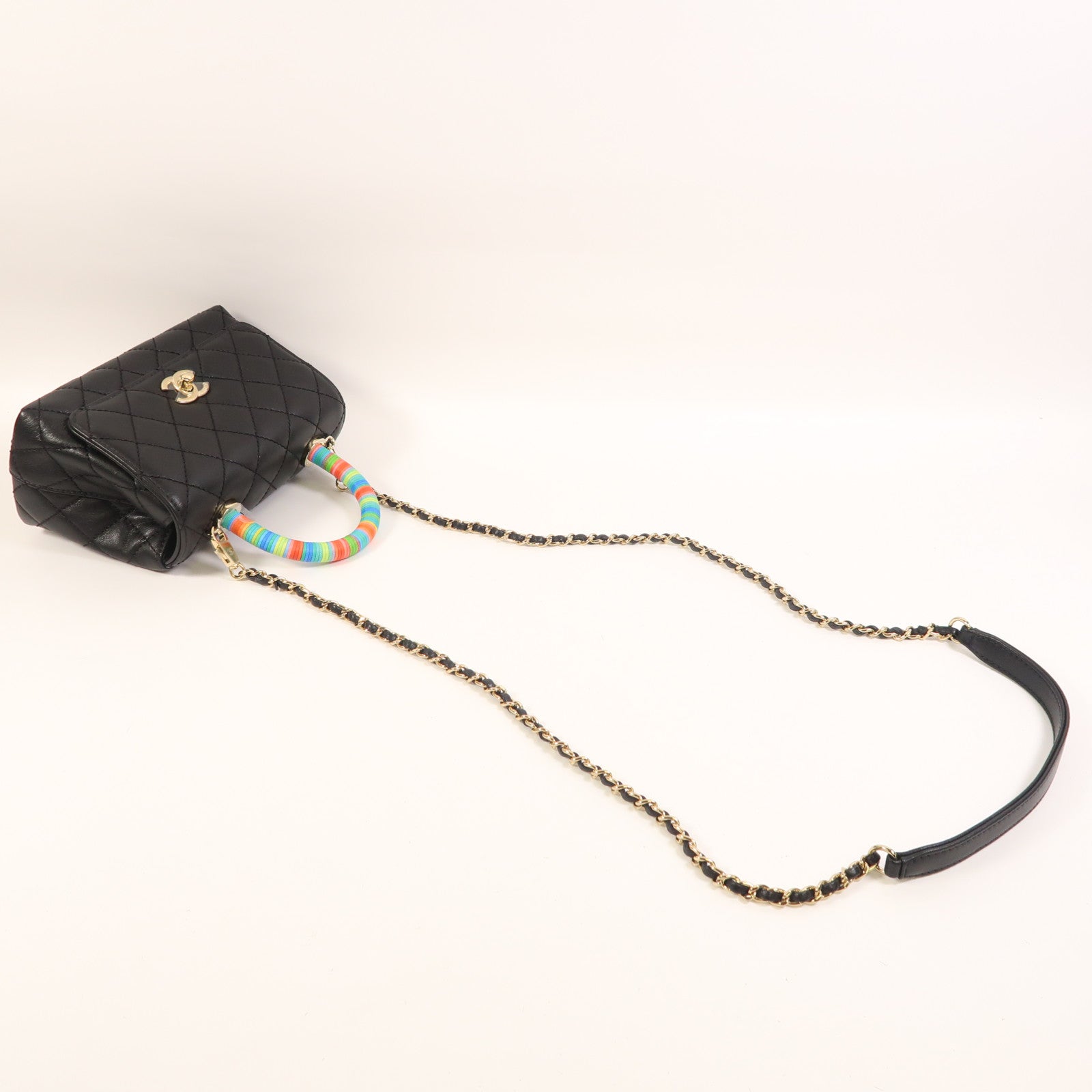 CHANEL 【激減優惠】羊皮皮革Mini Coco Handle金扣手挽肩背兩用袋