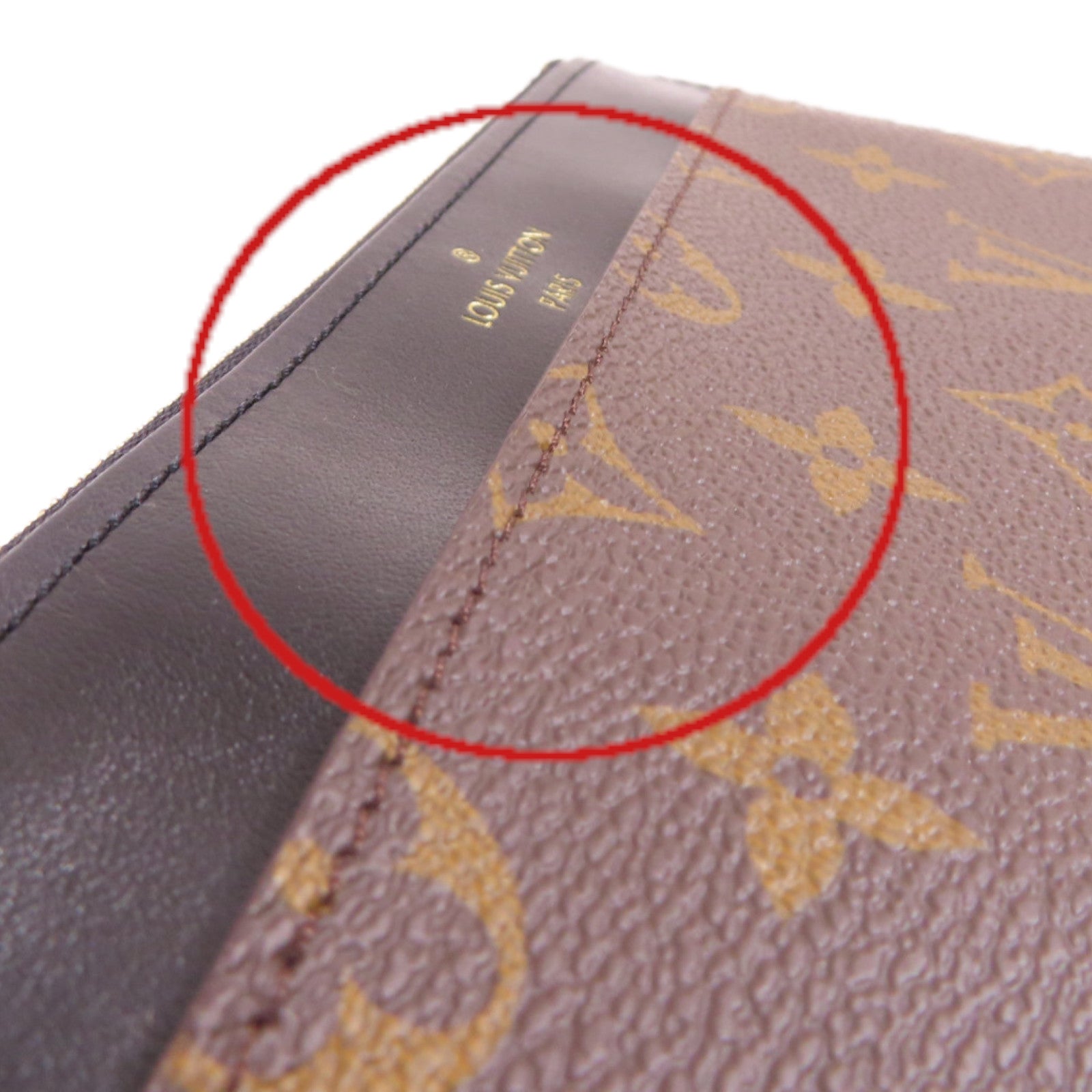 LOUIS VUITTON Monogram/牛皮皮革Slim Purse金扣拉鏈長錢包啡色/黑色