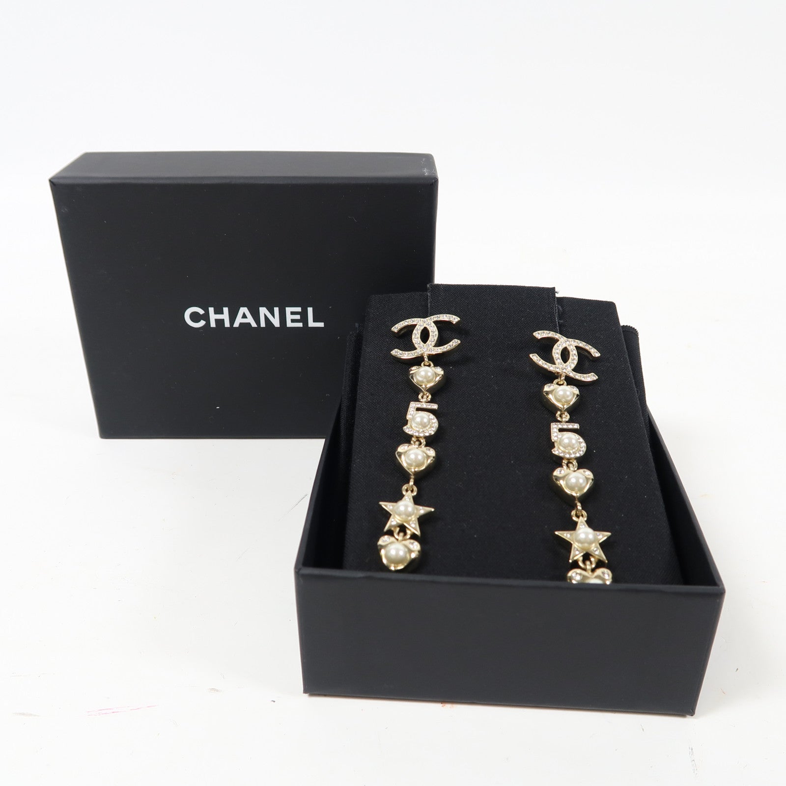 CHANEL 金屬/PVC Earrings耳環金色/白色