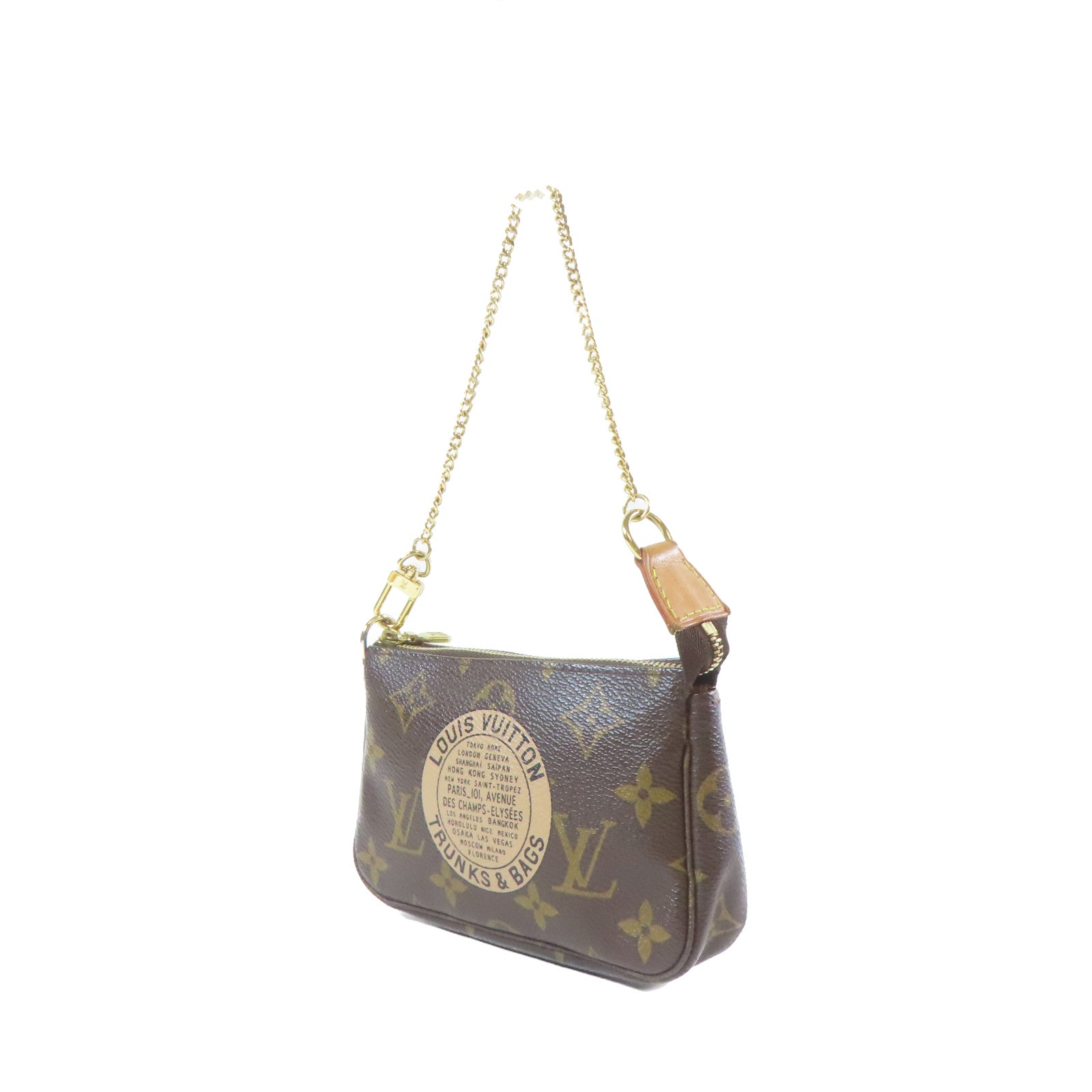 LOUIS VUITTON Monogram Pochette Trunk金扣鏈帶肩背袋啡色