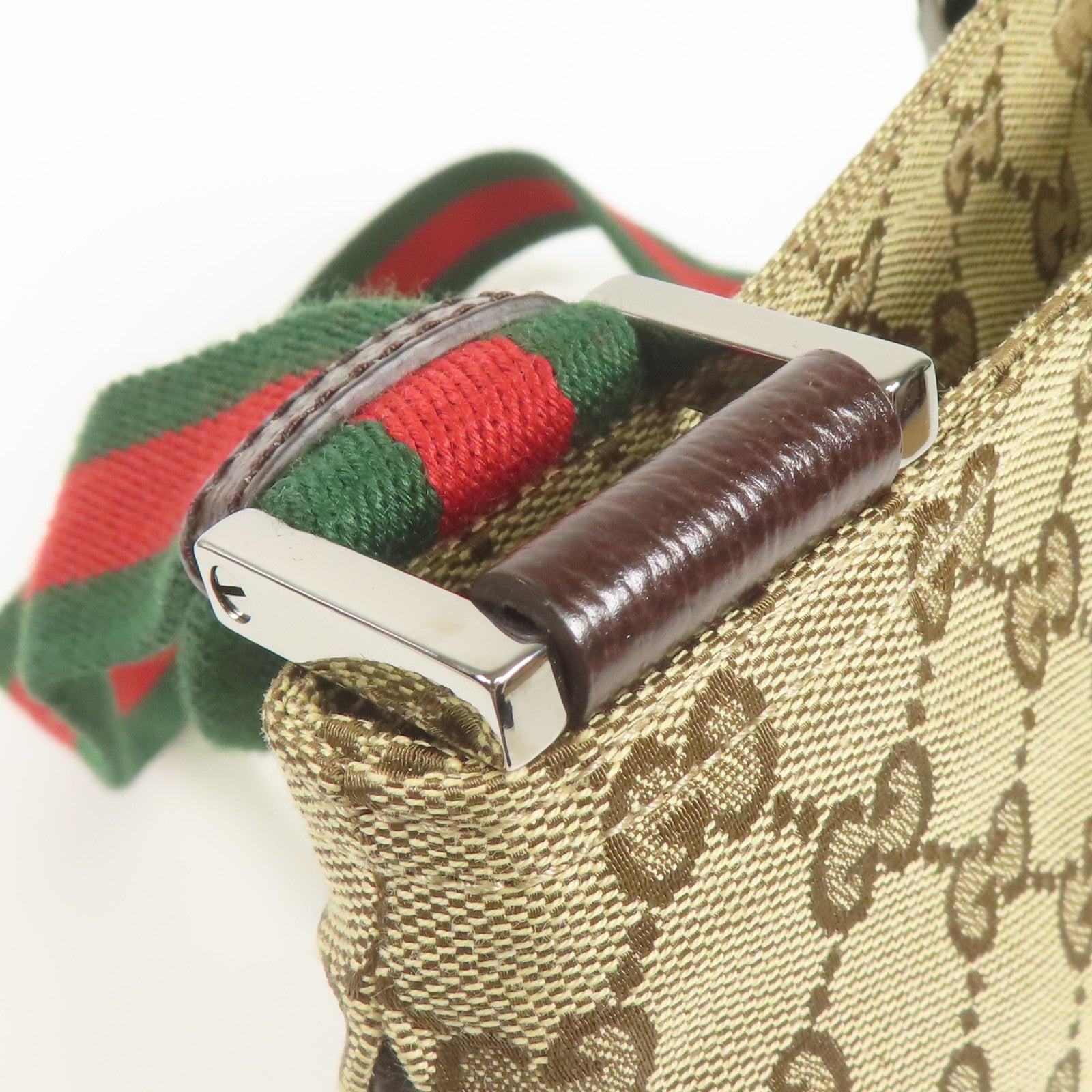 GUCCI 帆布Shoulder Bag銀扣肩背袋