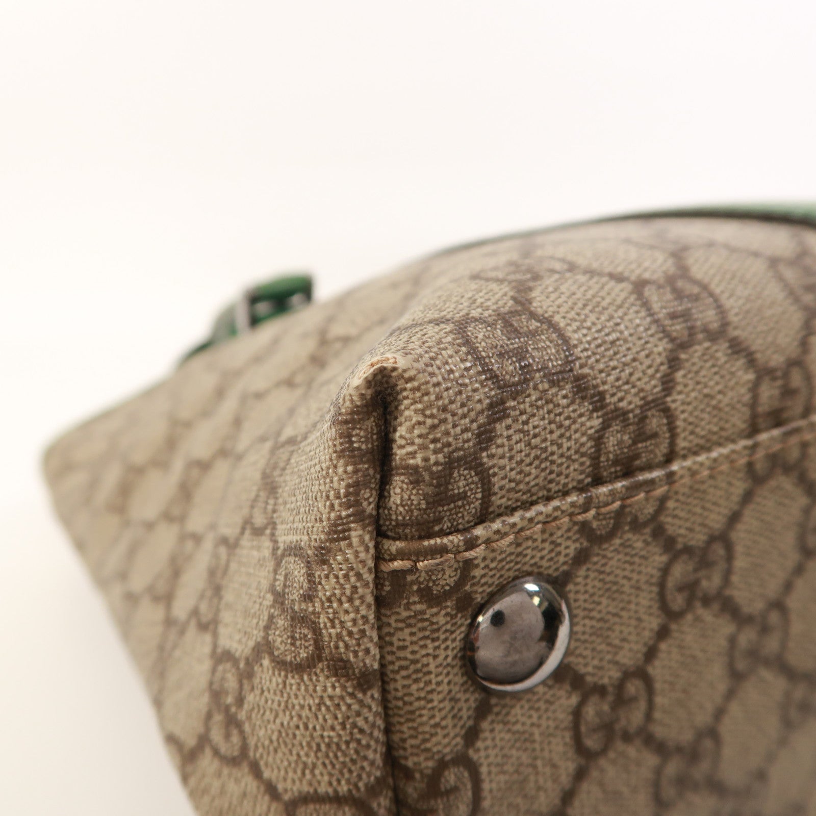 GUCCI 塗層帆布Tote Bag銀扣肩背袋