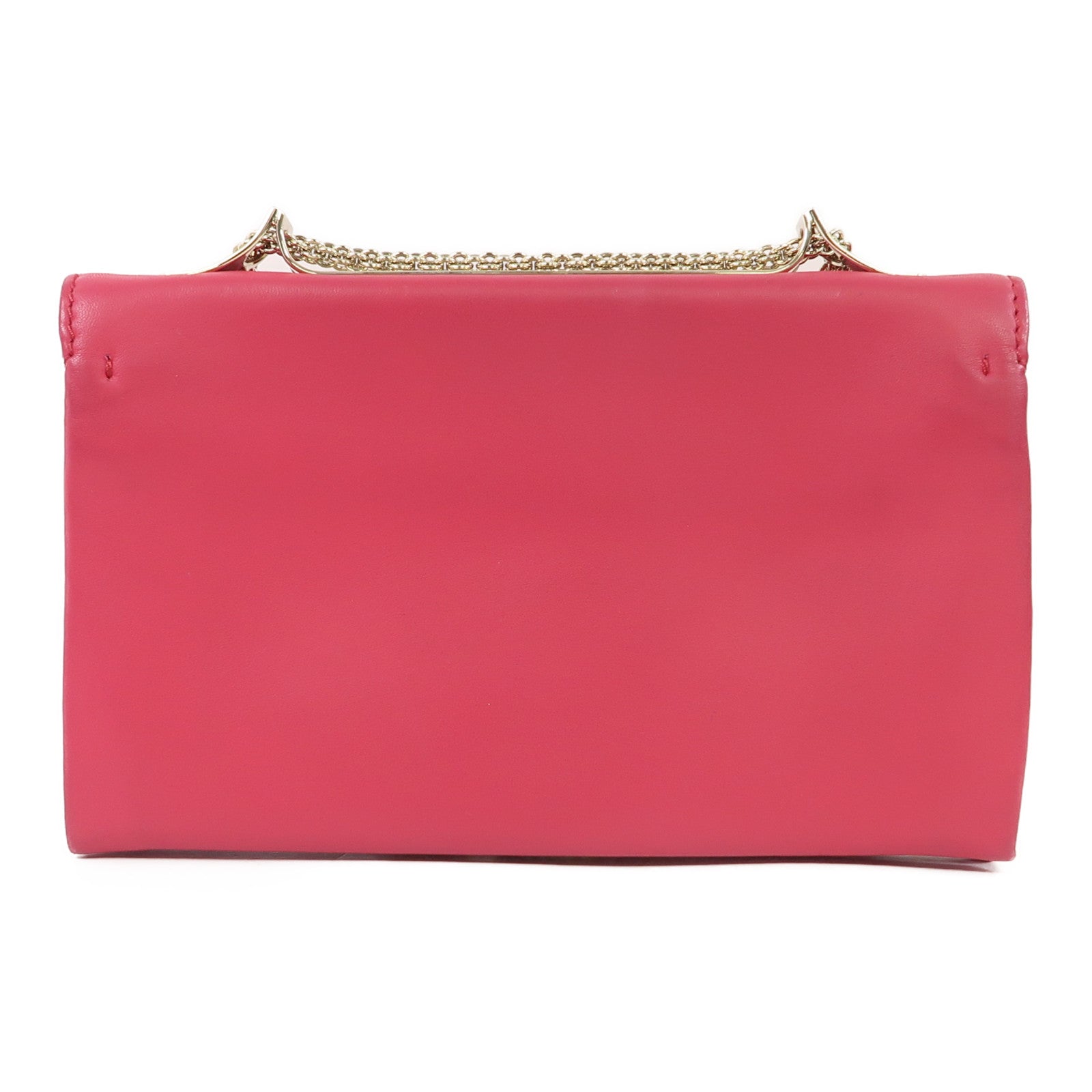 Valentino 牛皮皮革Chain Shoulder金扣鏈帶肩背袋粉紅色
