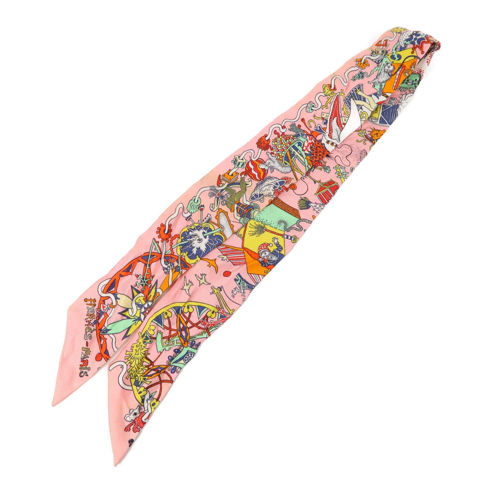 HERMES 絲質Scarf絲巾粉紅色/彩色
