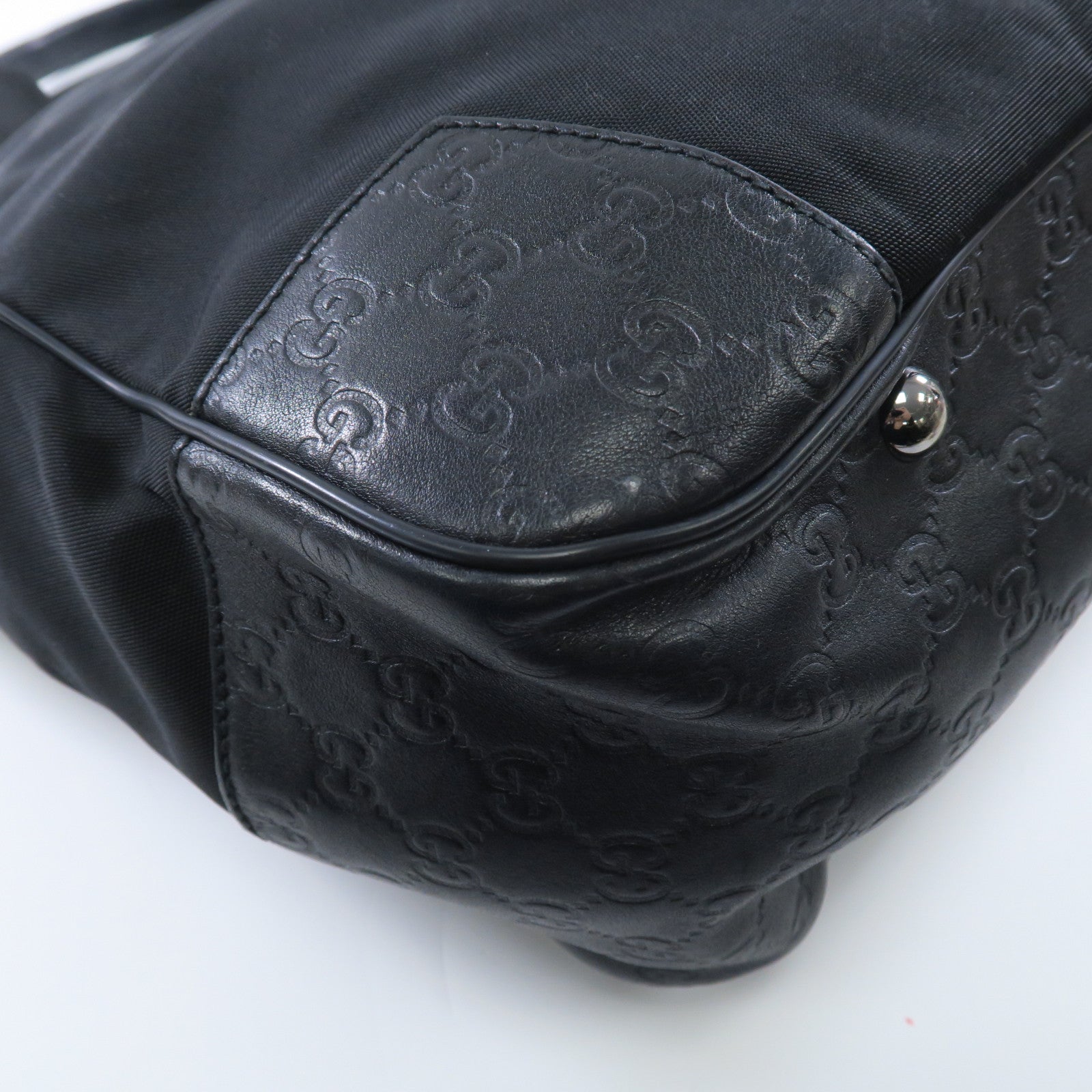 GUCCI 帆布Tote Bag銀扣手挽袋黑色