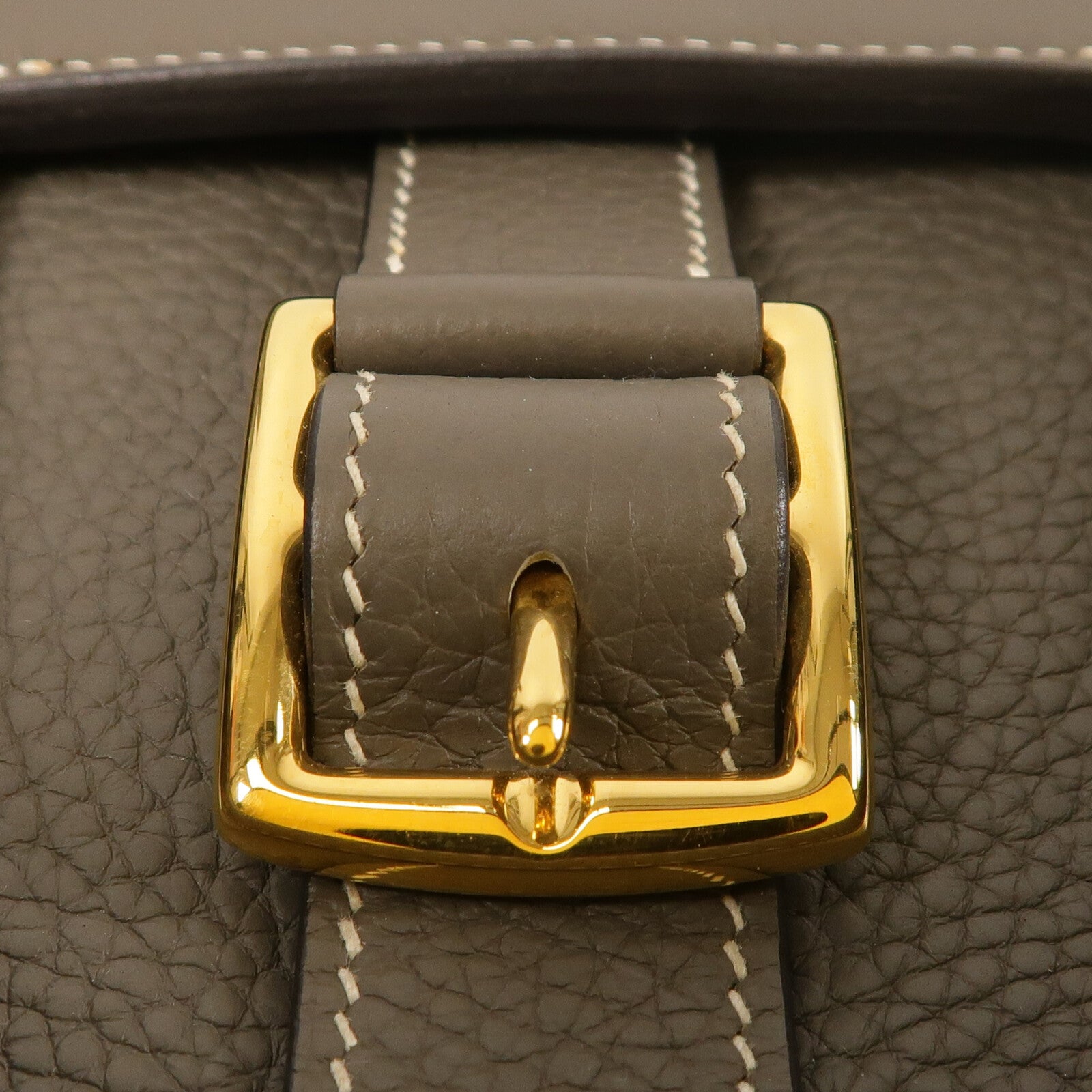 HERMES Clemence皮革Halzan 31金扣手挽肩背兩用袋Etain